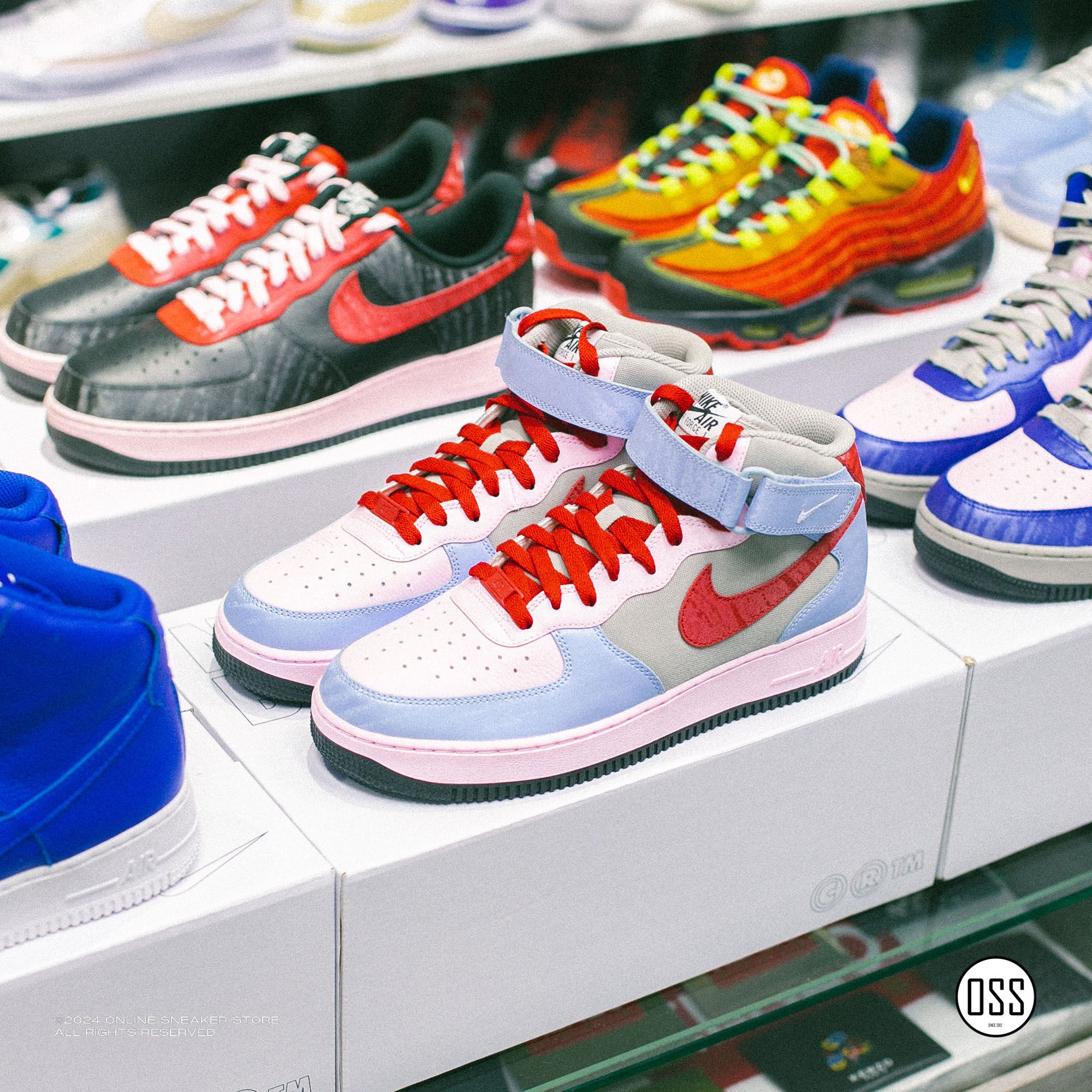 Nike Air Force 1 High By You - Pink / Grey / Blue / Red