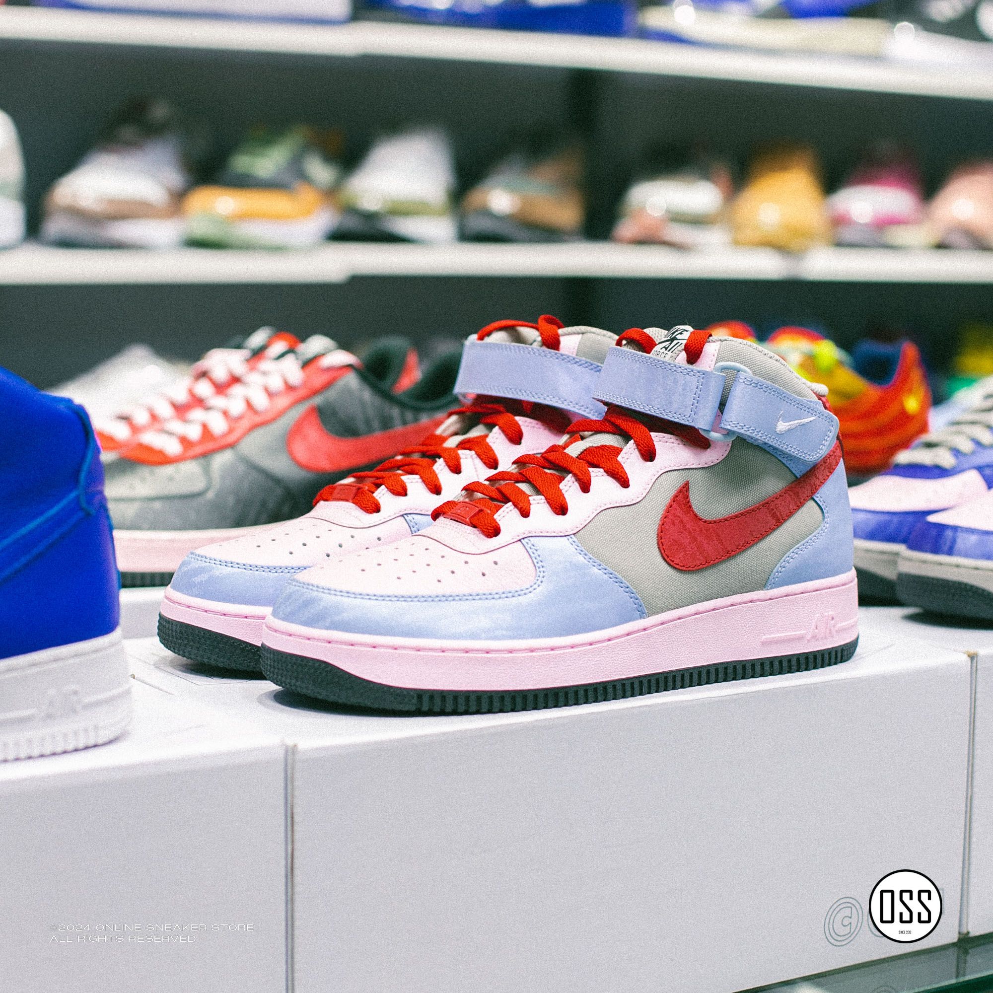 Nike Air Force 1 High By You - Pink / Grey / Blue / Red
