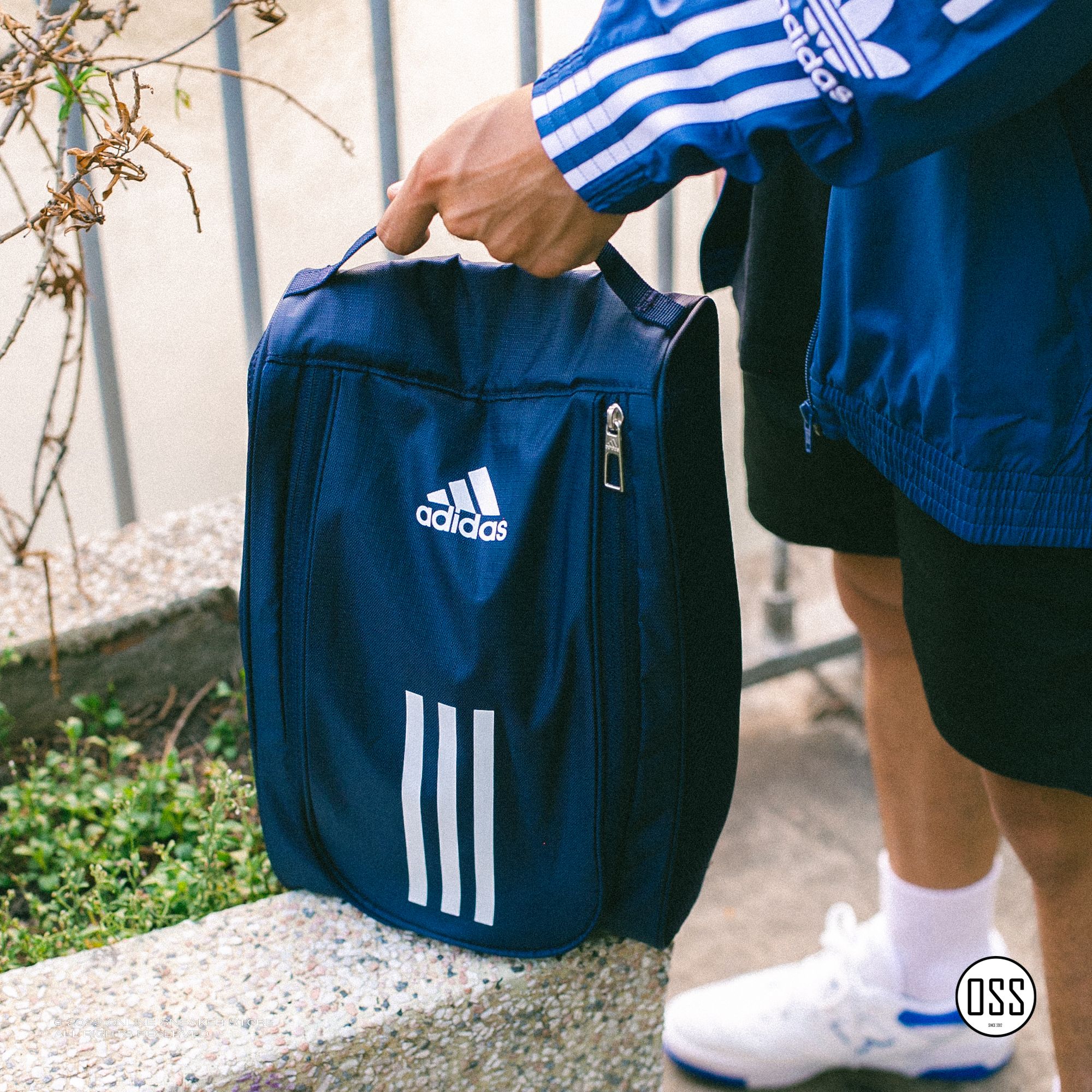  adidas Shoe Bag - Navy / White Stripes 