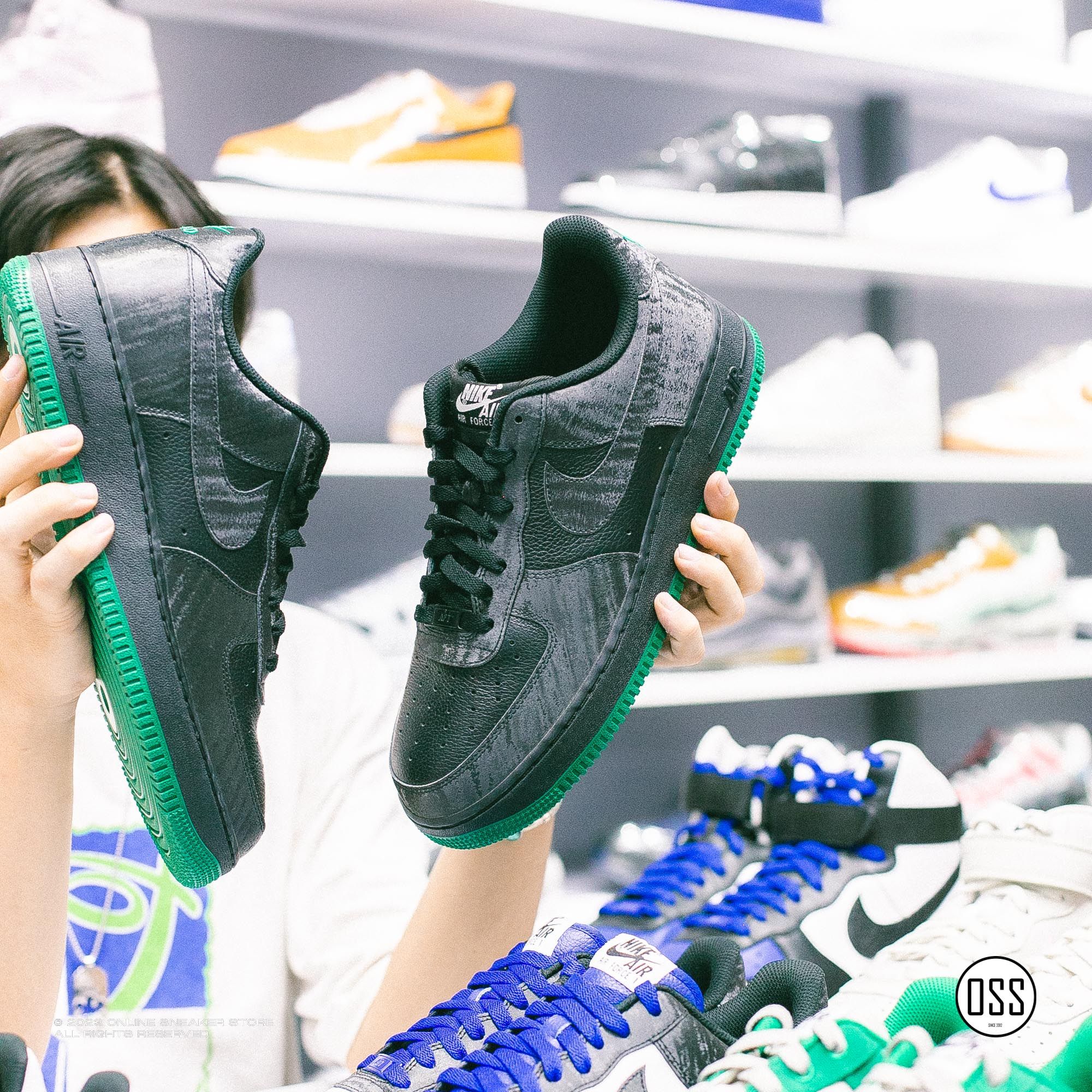  Nike Air Force 1 Low By You - Black Satin / Malachite 