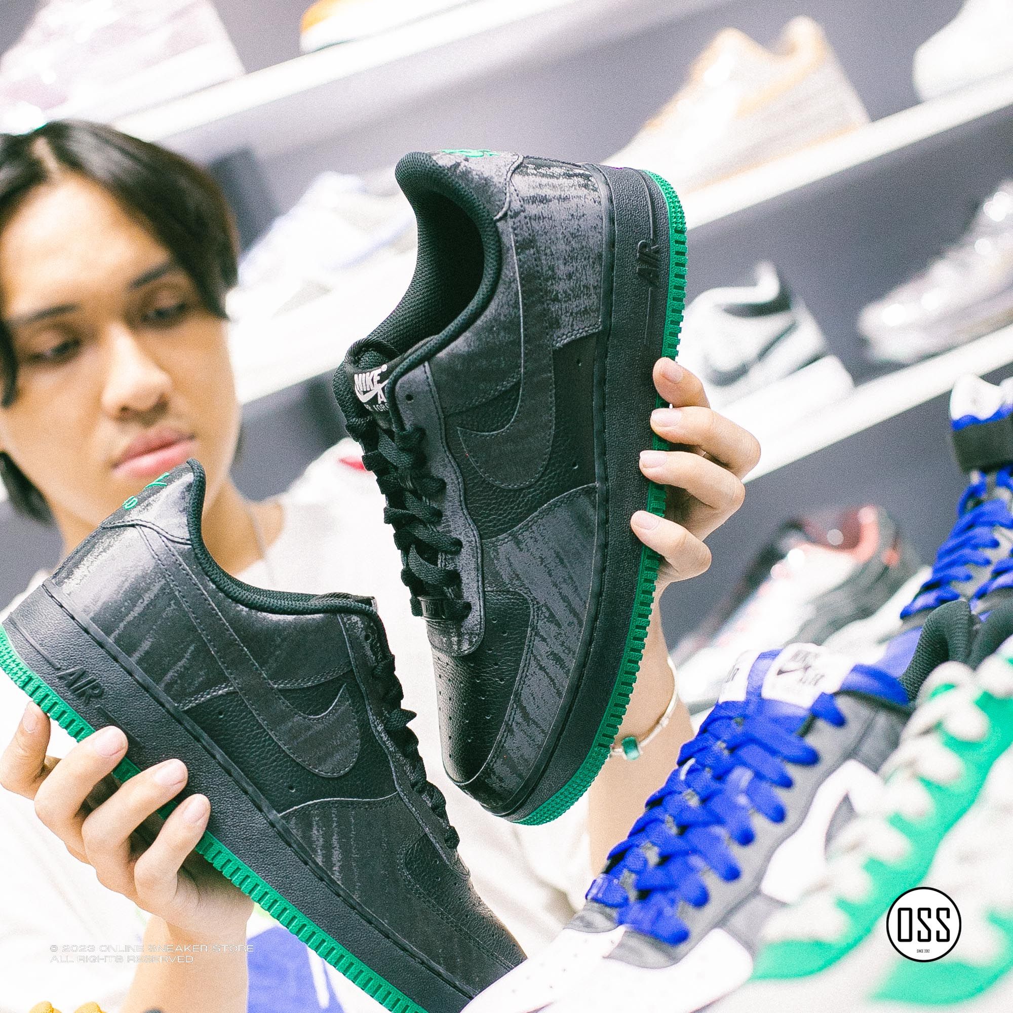  Nike Air Force 1 Low By You - Black Satin / Malachite 