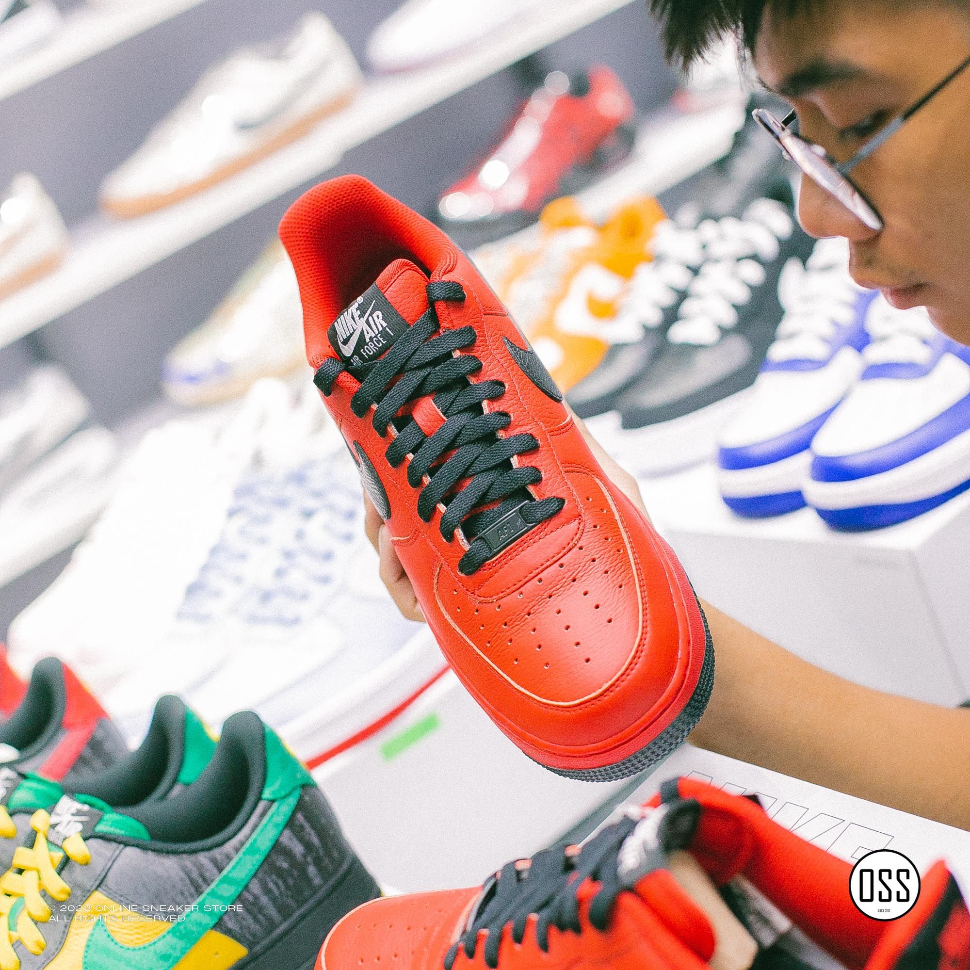  Nike Air Force 1 Low By You - Sport Red Leather 