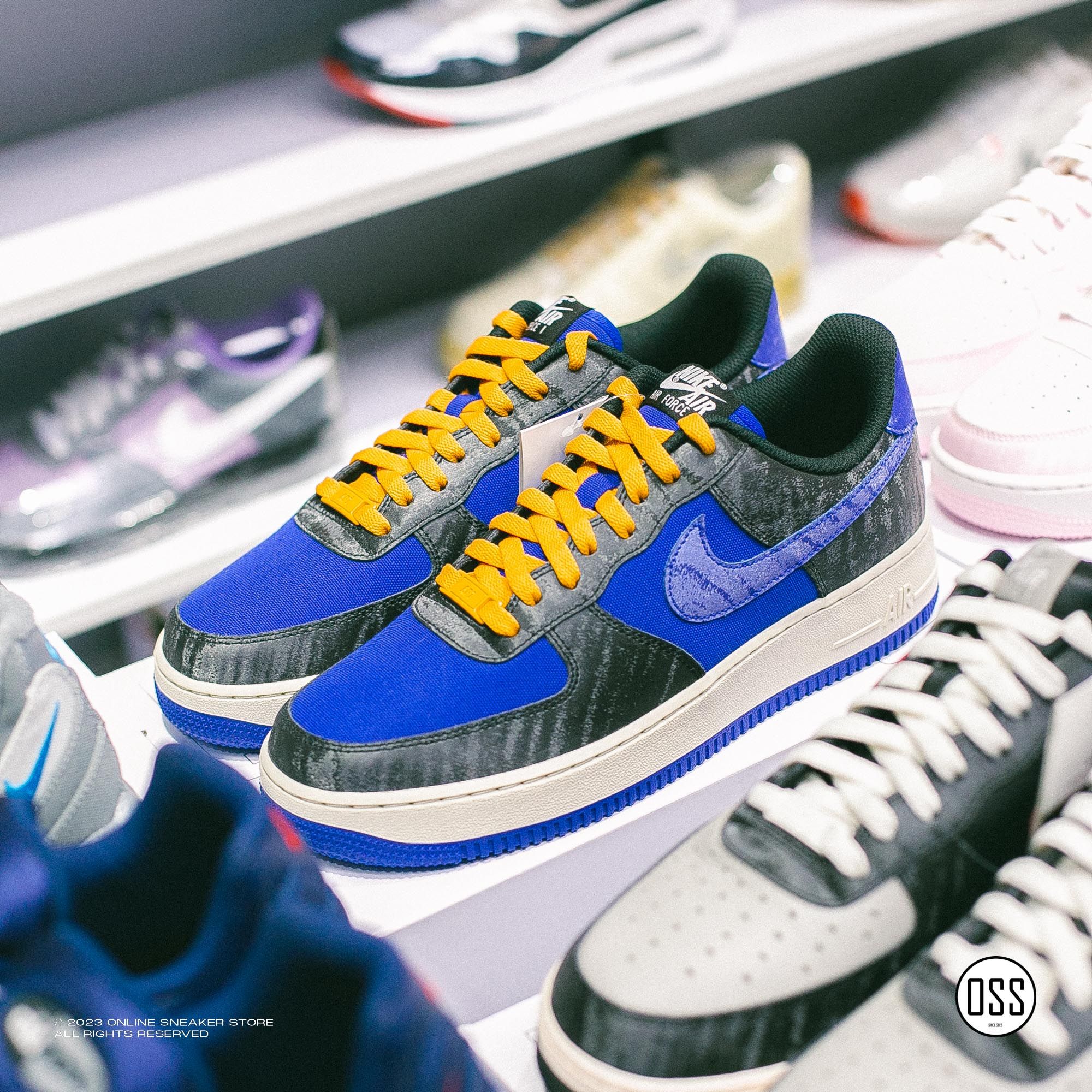  Nike Air Force 1 Low By You - Old Royal Canvas / Black Satin 