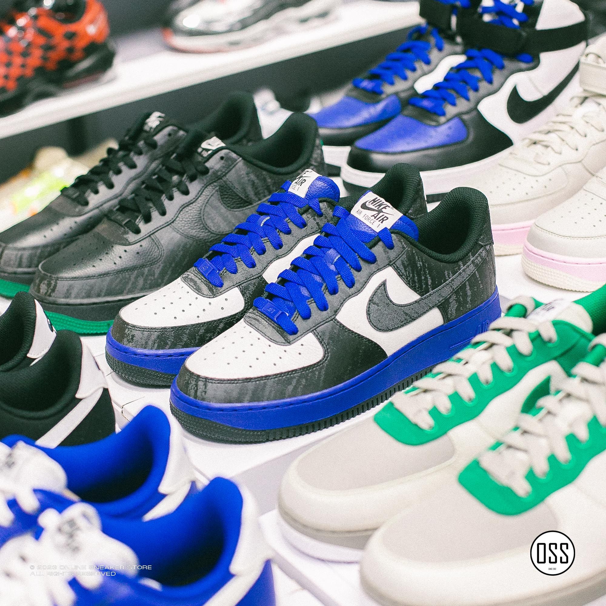 Nike Air Force 1 Low By You - Black Satin / Old Royal