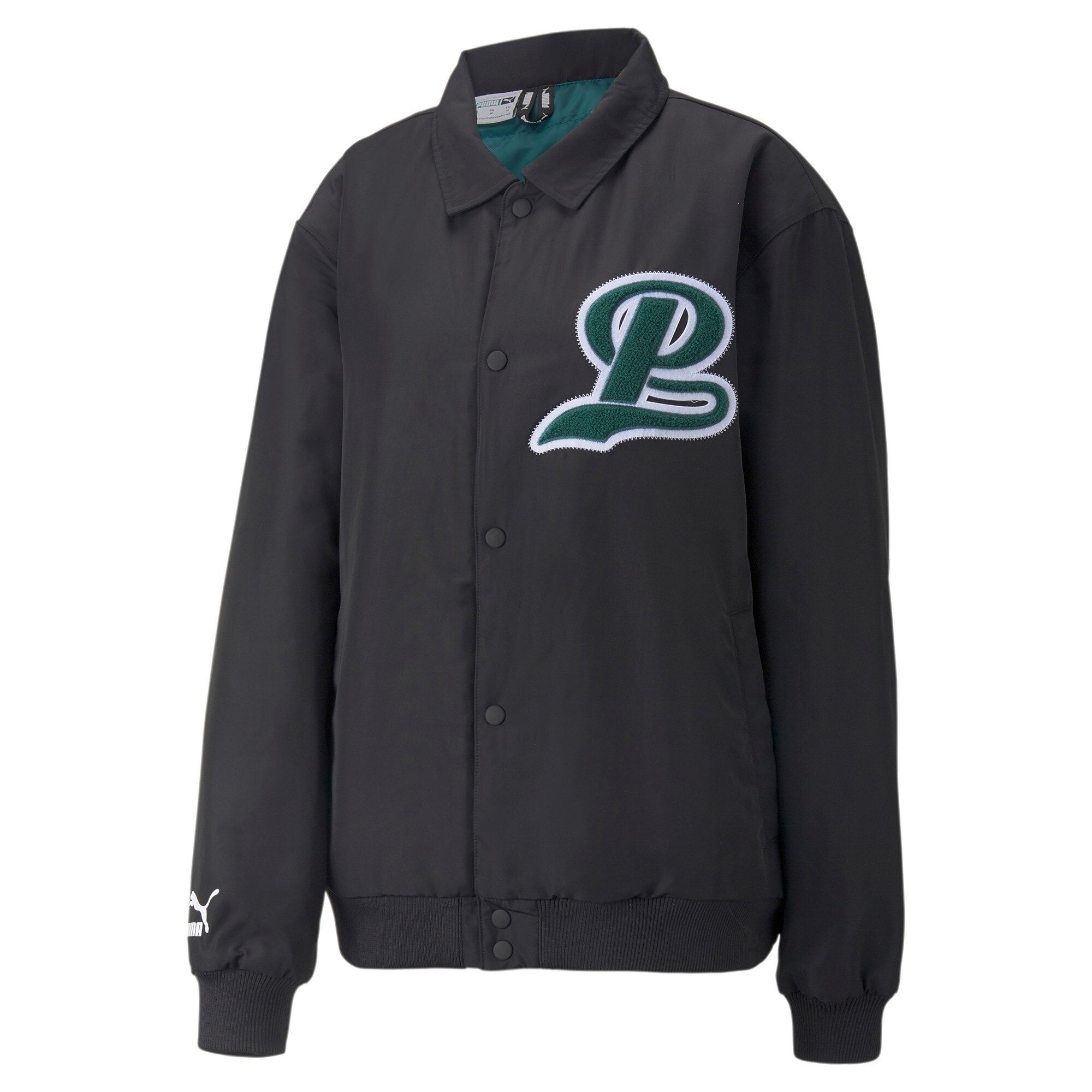PUMA Team Varsity Bomber Jacket - Black / Green