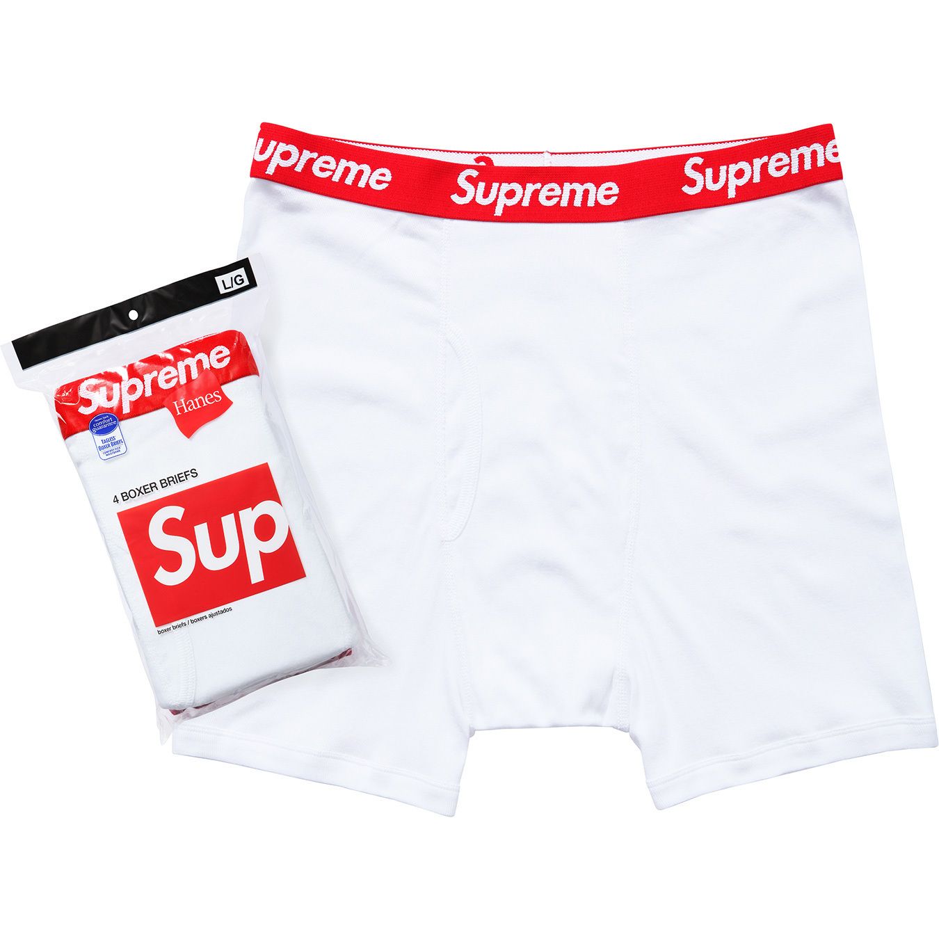Supreme Hanes Boxer (4 Pack) Briefs - White