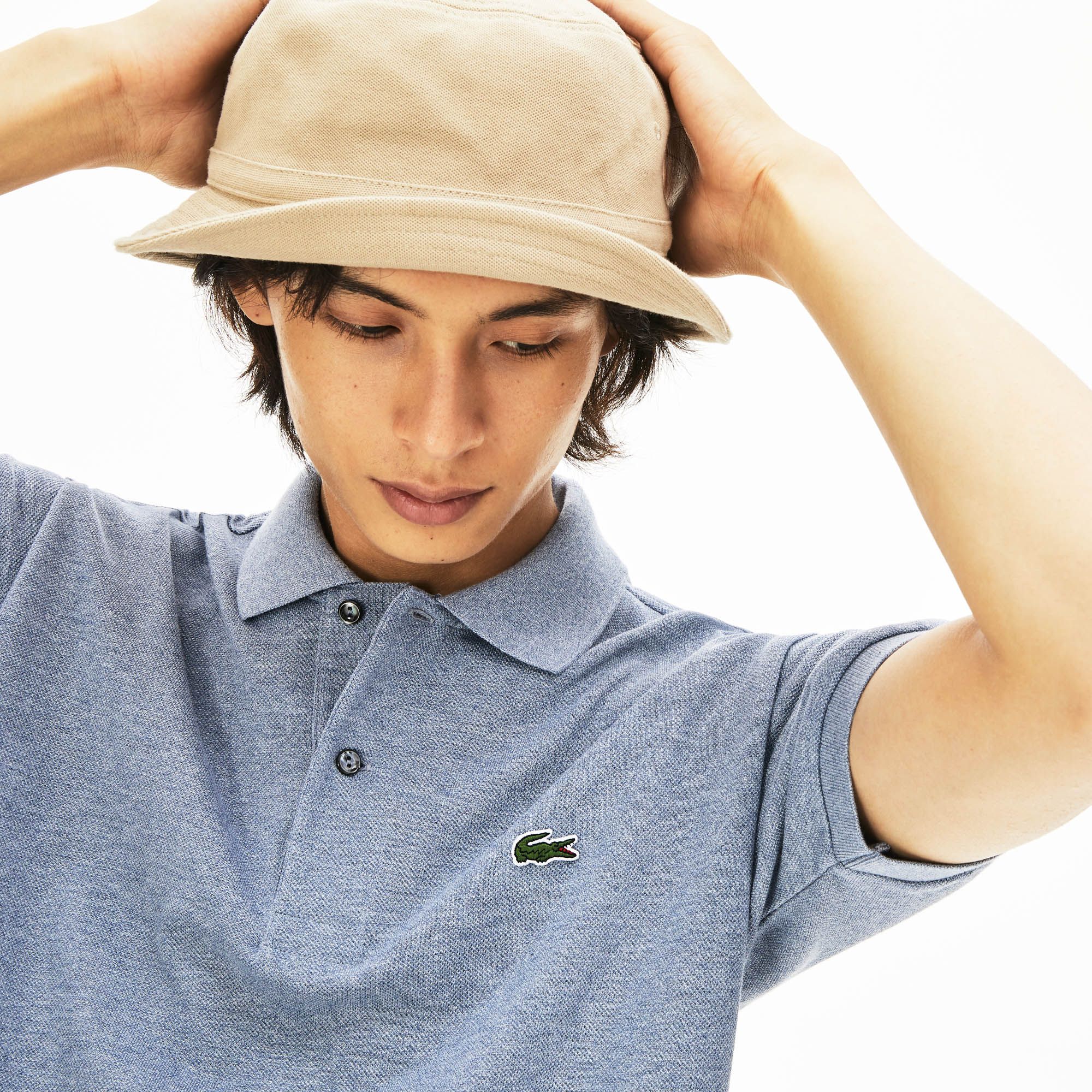  Lacoste Classic Fit Heathered Petit Piqué Cotton Polo - Blue Chine 