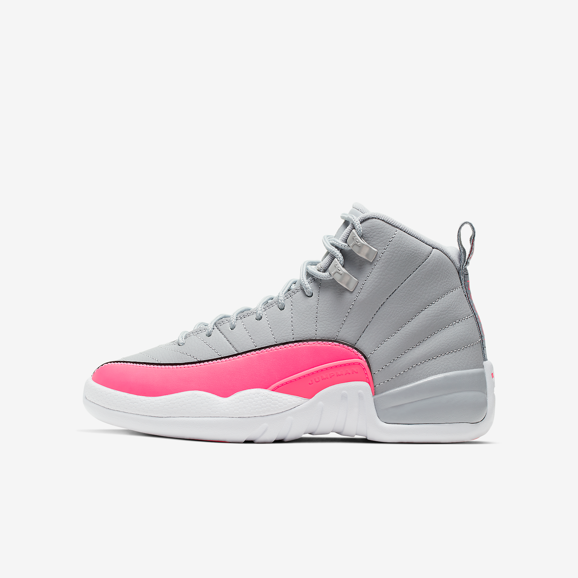  Air Jordan 12 GS - Wolf Grey/Racer Pink 