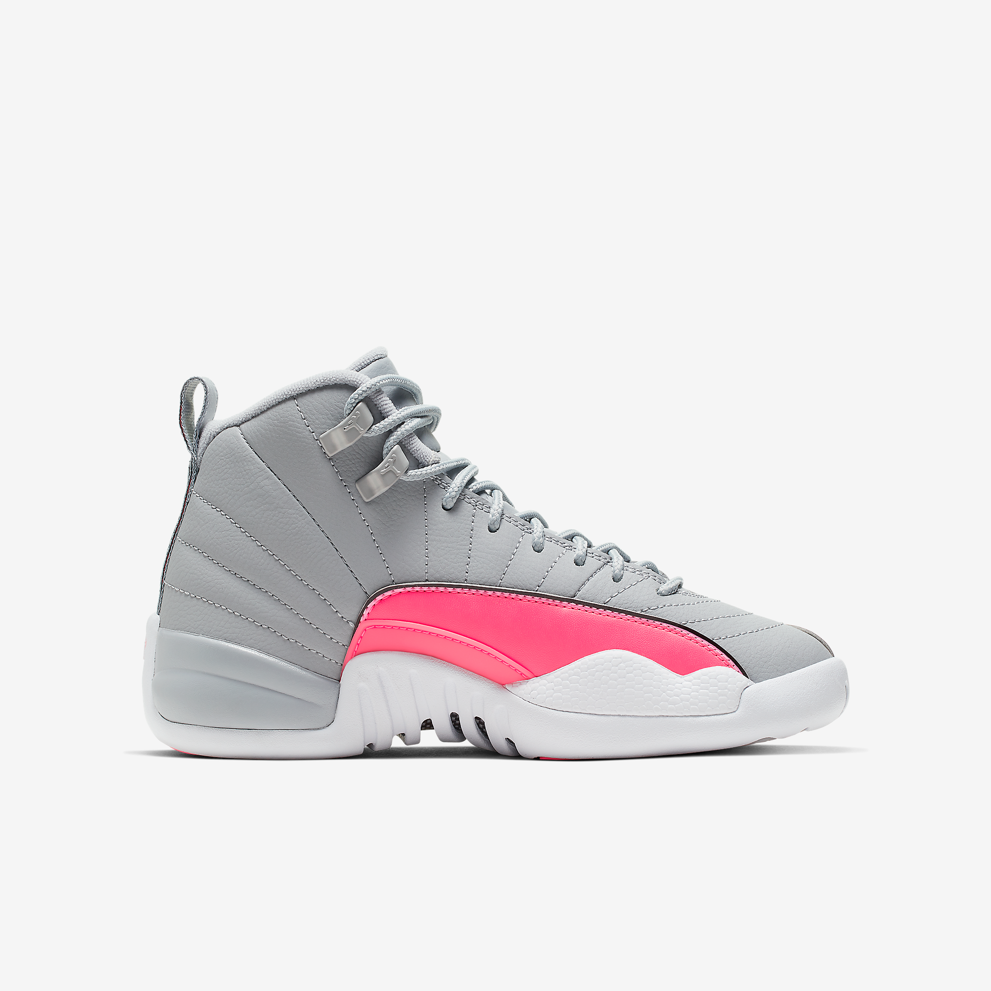  Air Jordan 12 GS - Wolf Grey/Racer Pink 