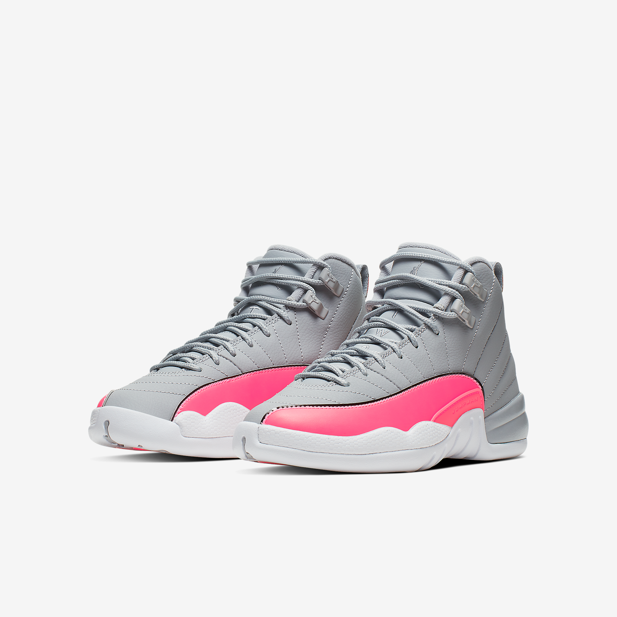  Air Jordan 12 GS - Wolf Grey/Racer Pink 