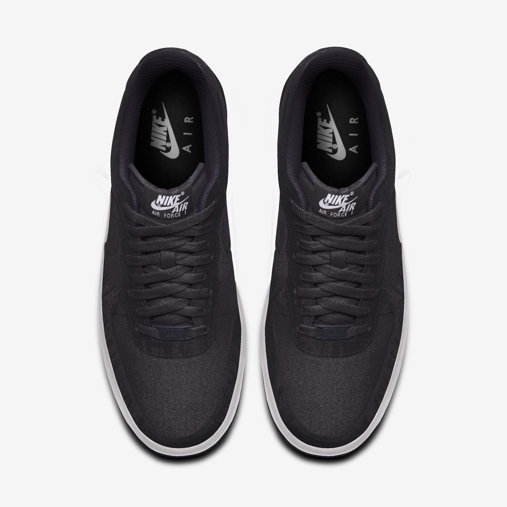  Nike Air Force 1 Low By You - Black Satin / Black Canvas 