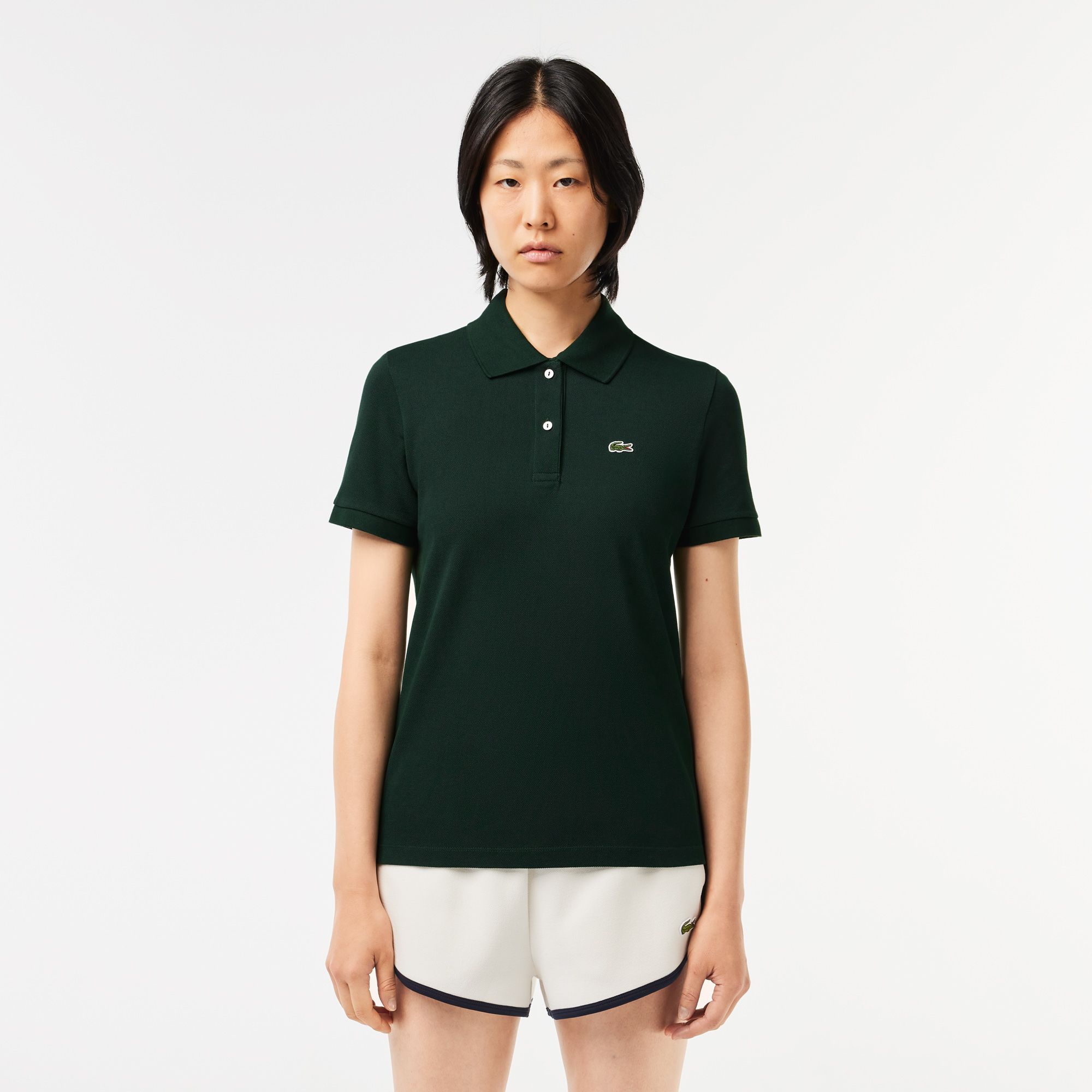 Lacoste Women's Regular Fit Soft Cotton Petit Piqué Polo Shirt - Forest Green