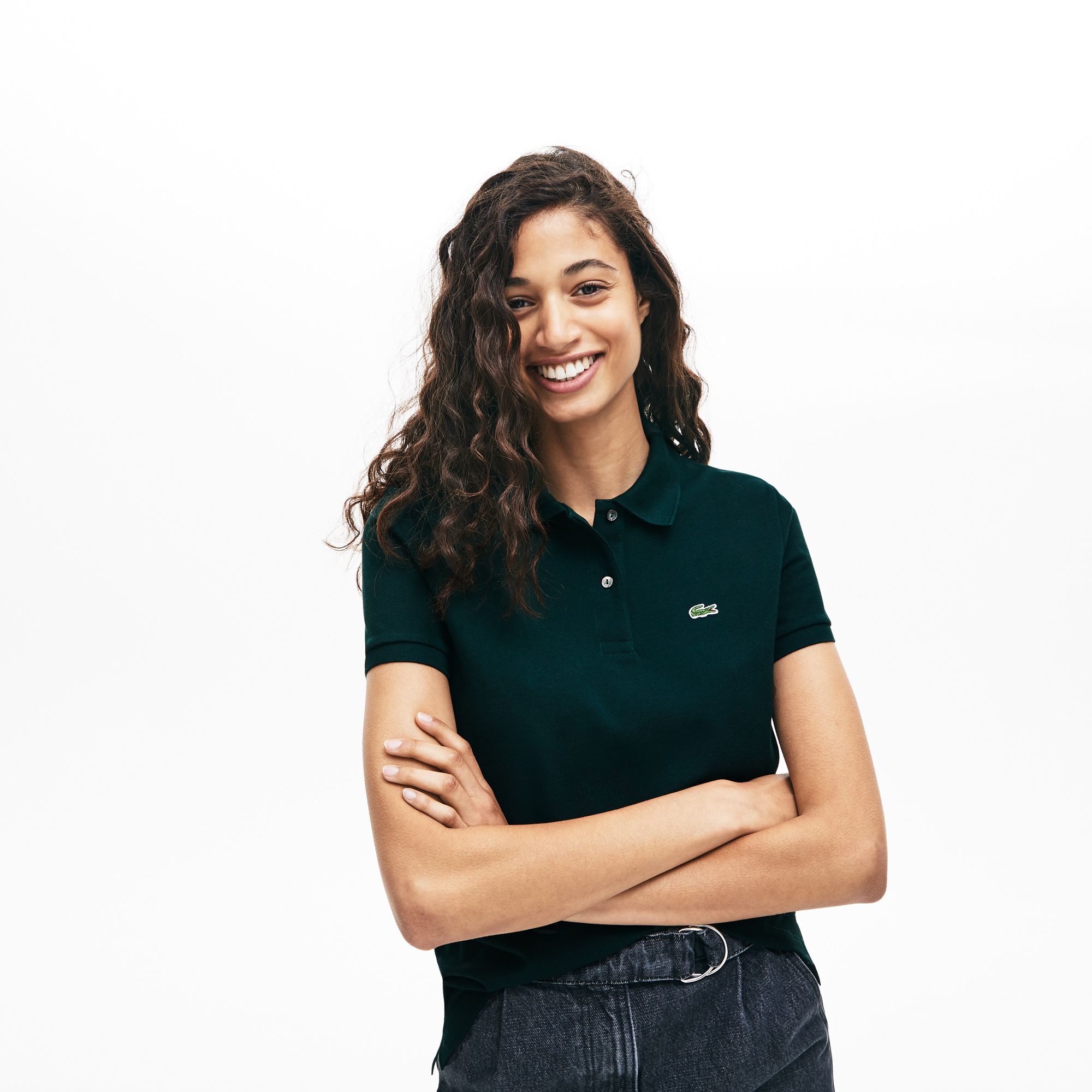  Lacoste Women's Regular Fit Soft Cotton Petit Piqué Polo Shirt - Forest Green 