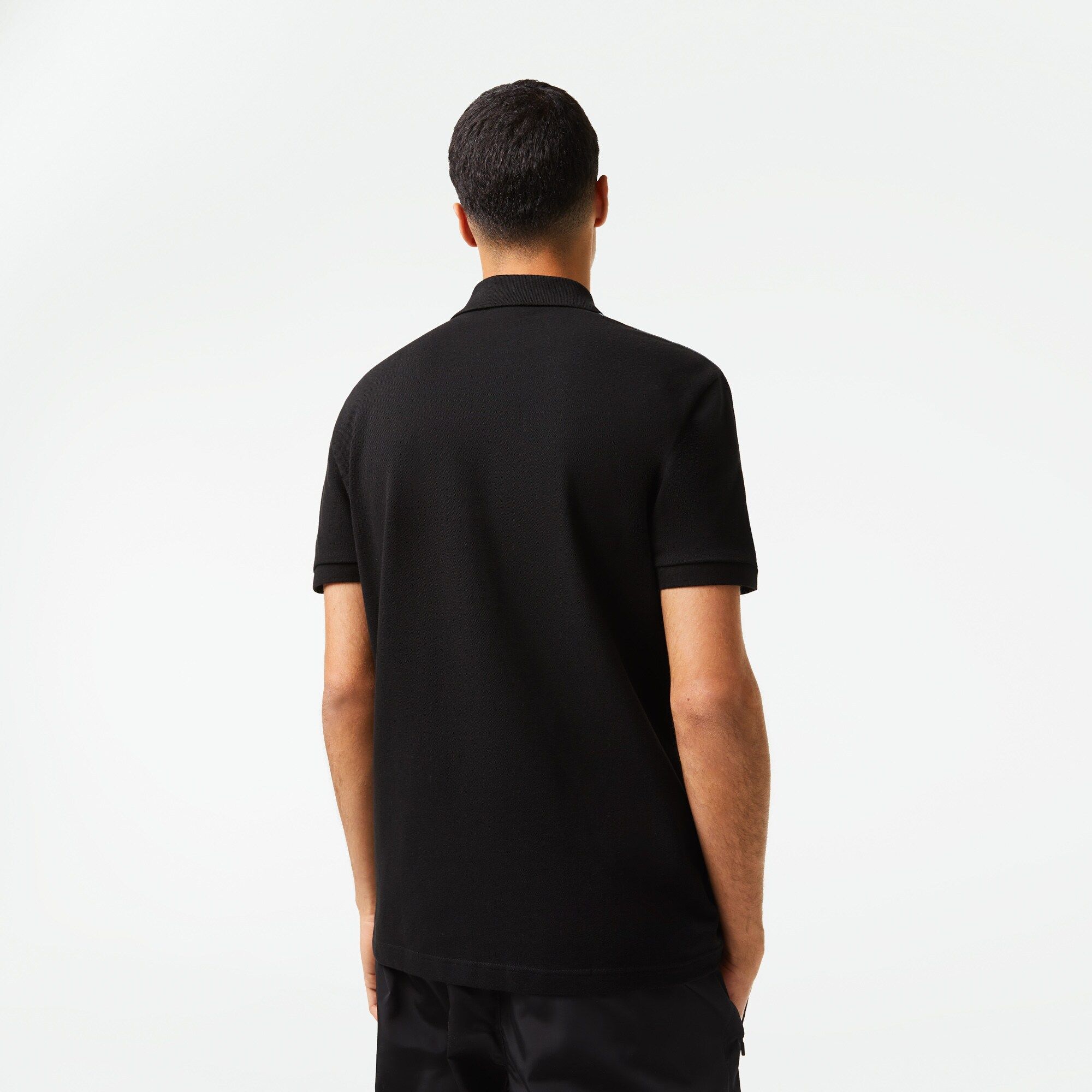  Lacoste Logo Stripe Piqué Polo Shirt - Black 