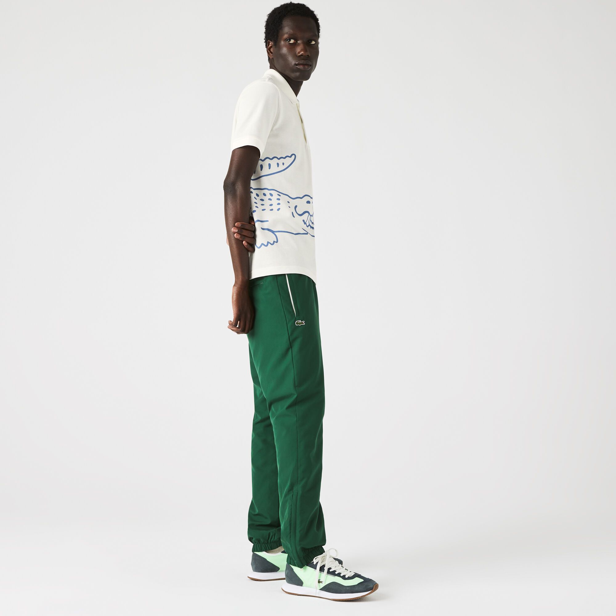 Lacoste Regular Fit Crocodile Print Cotton Piqué Polo - White