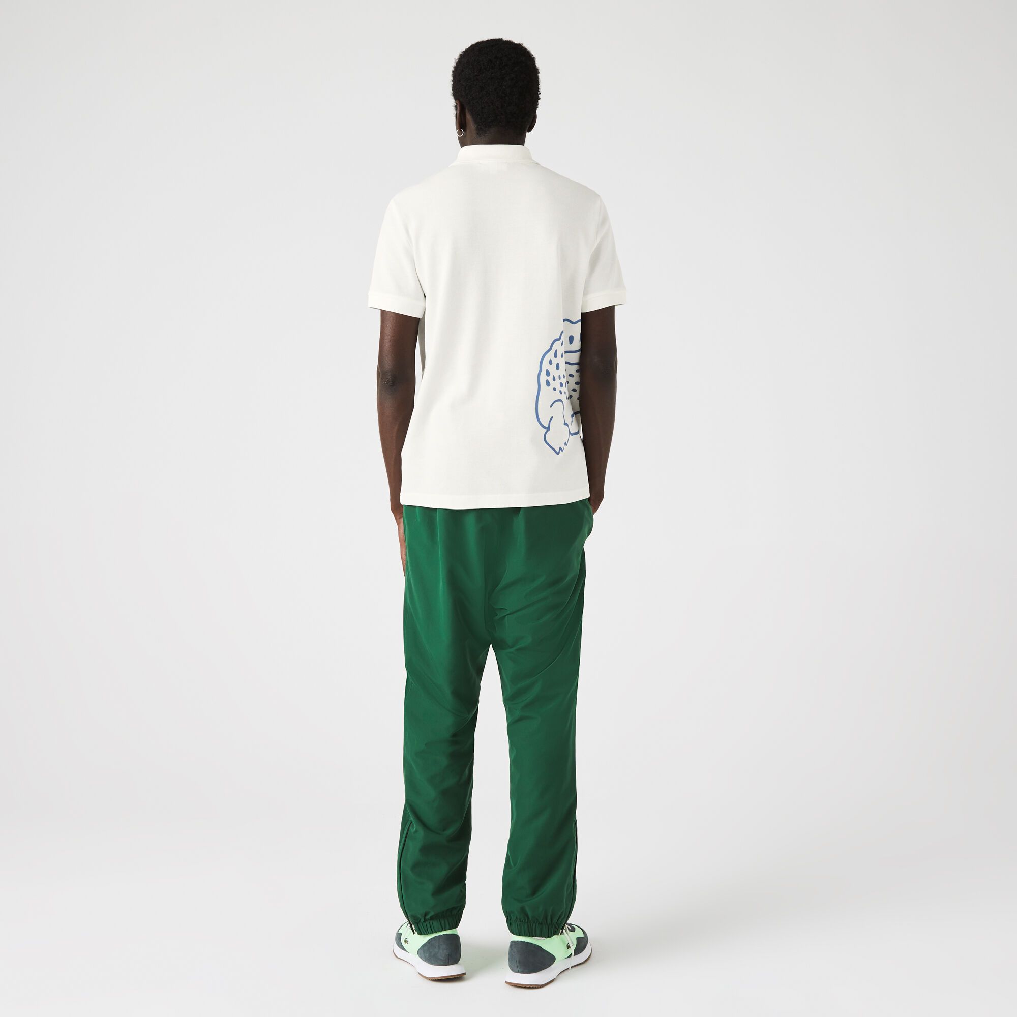 Lacoste Regular Fit Crocodile Print Cotton Piqué Polo - White