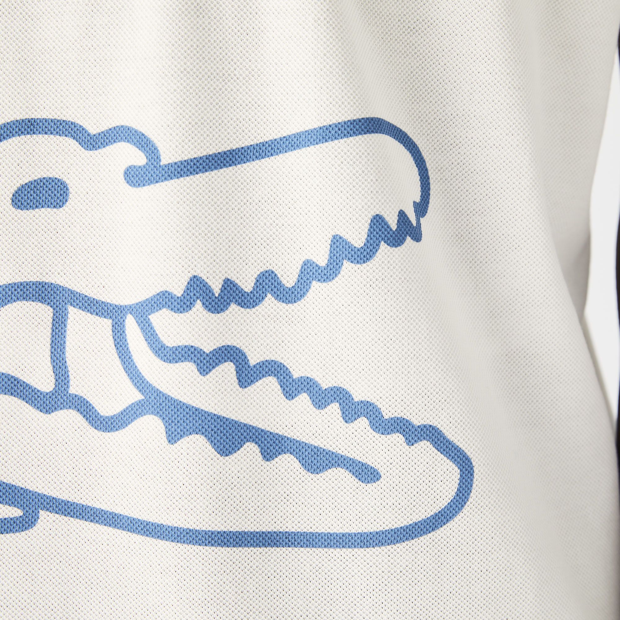 Lacoste Regular Fit Crocodile Print Cotton Piqué Polo - White