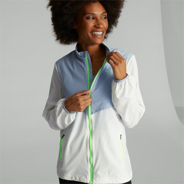  PUMA x FIRST MILE Woven Running Jacket - White / Wash Blue 