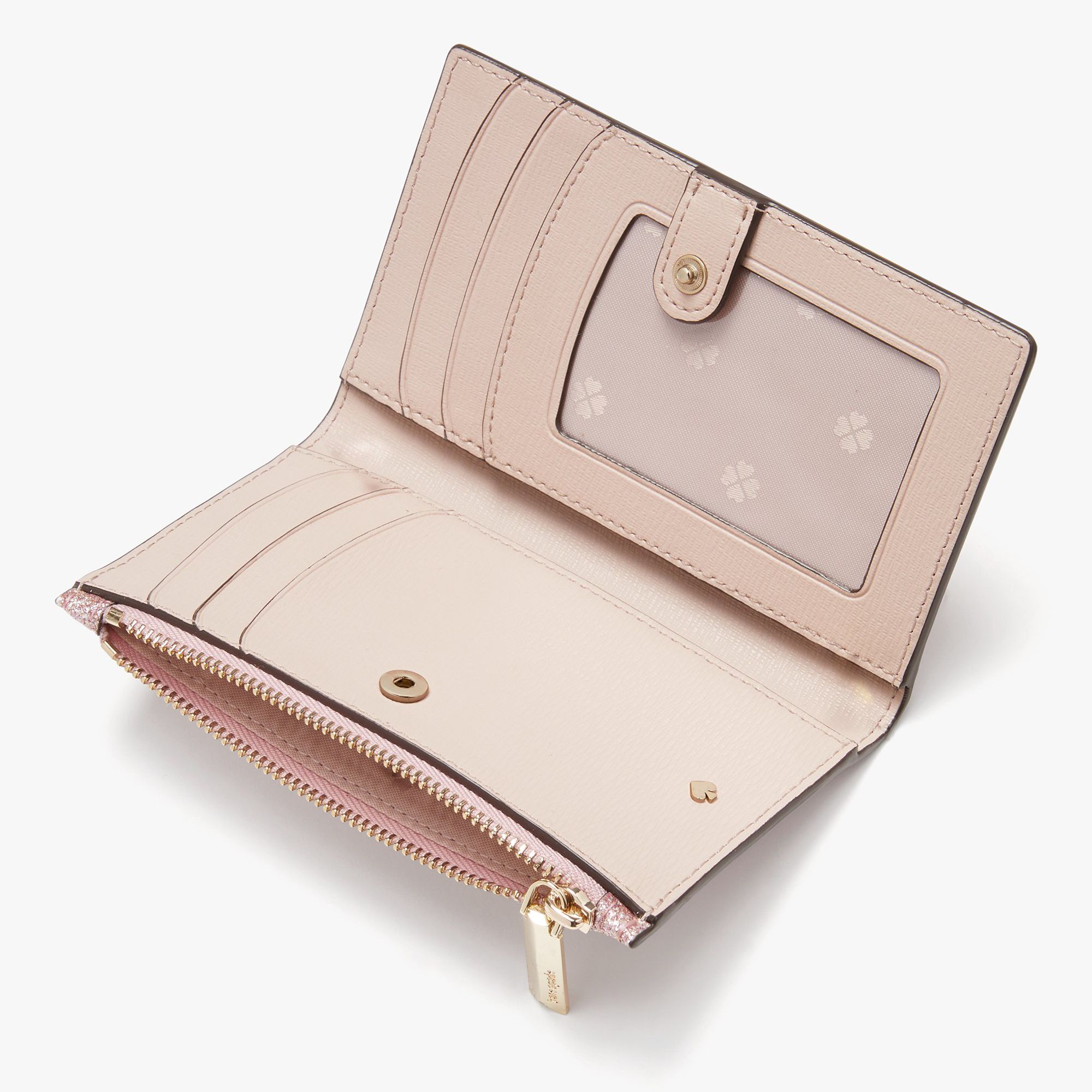 Kate Spade Spencer Glitter Small Slim Bifold Wallet - Rose Gold