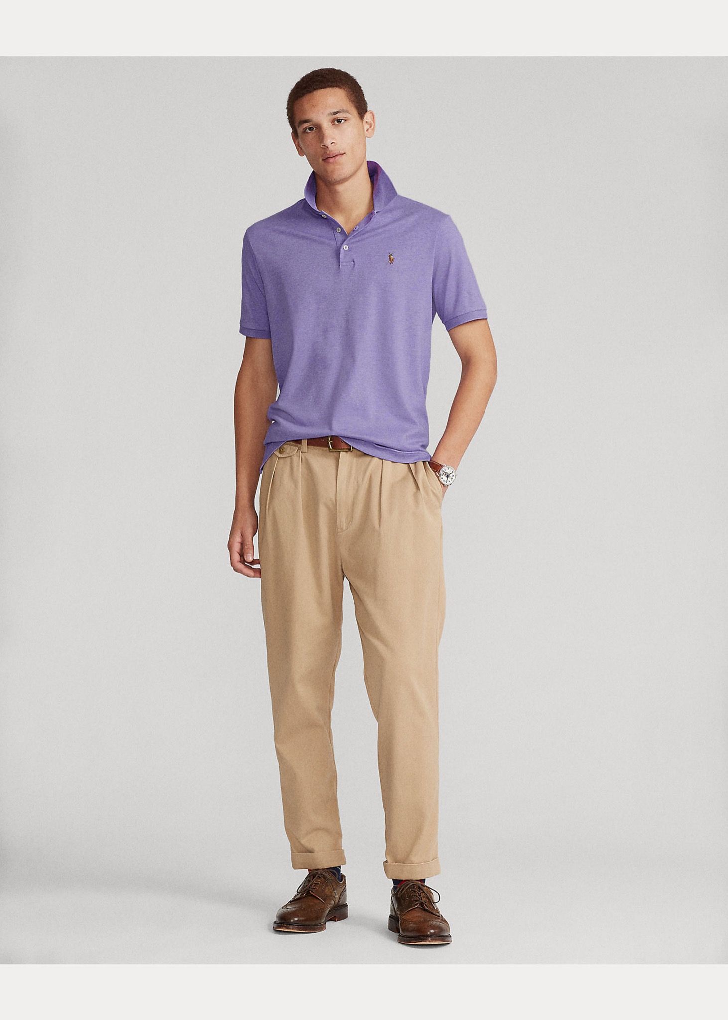  Ralph Lauren Soft Cotton Polo Shirt - Purple Heather (Classic) 