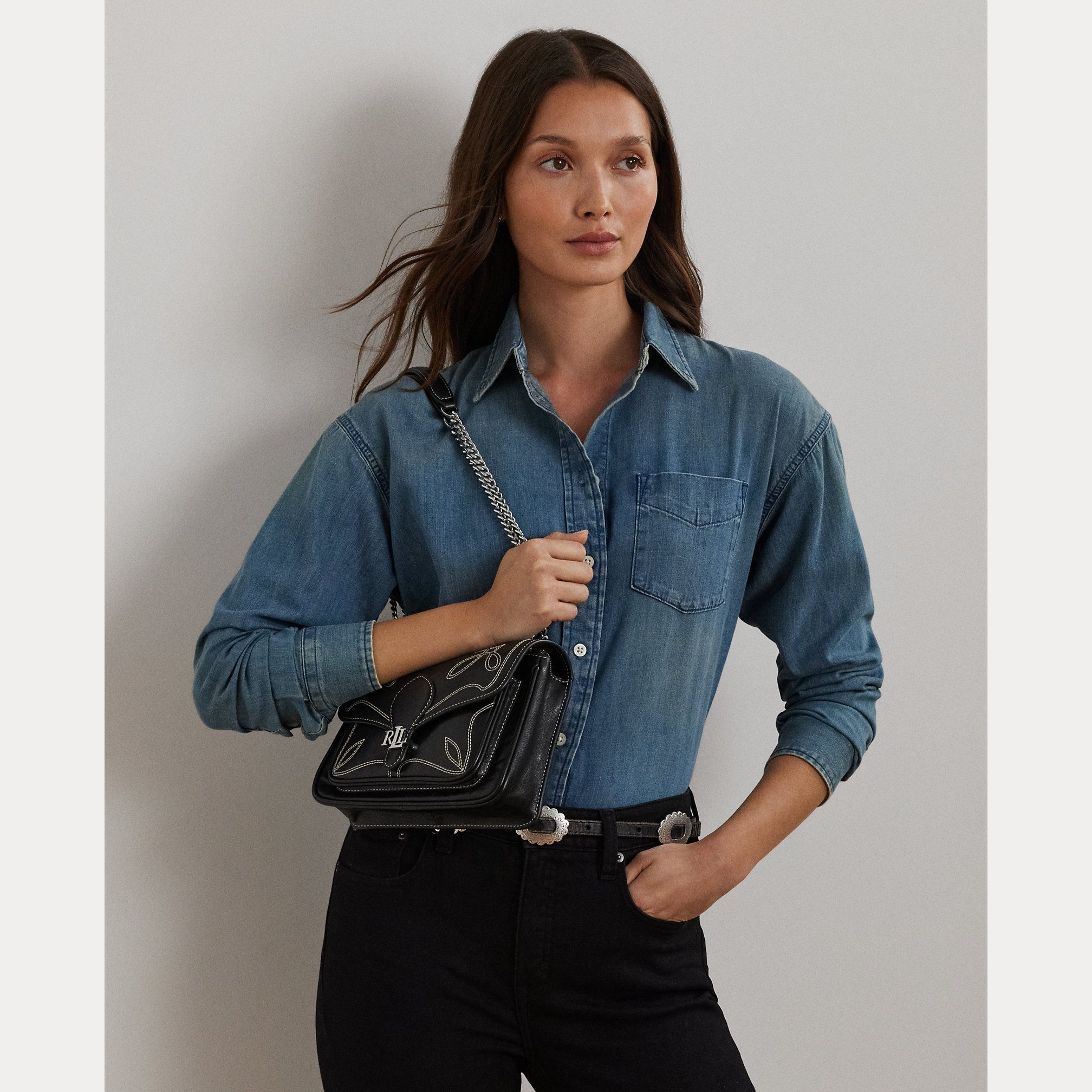 Lauren Ralph Lauren Stitched Small Bradley Convertible Bag - Black