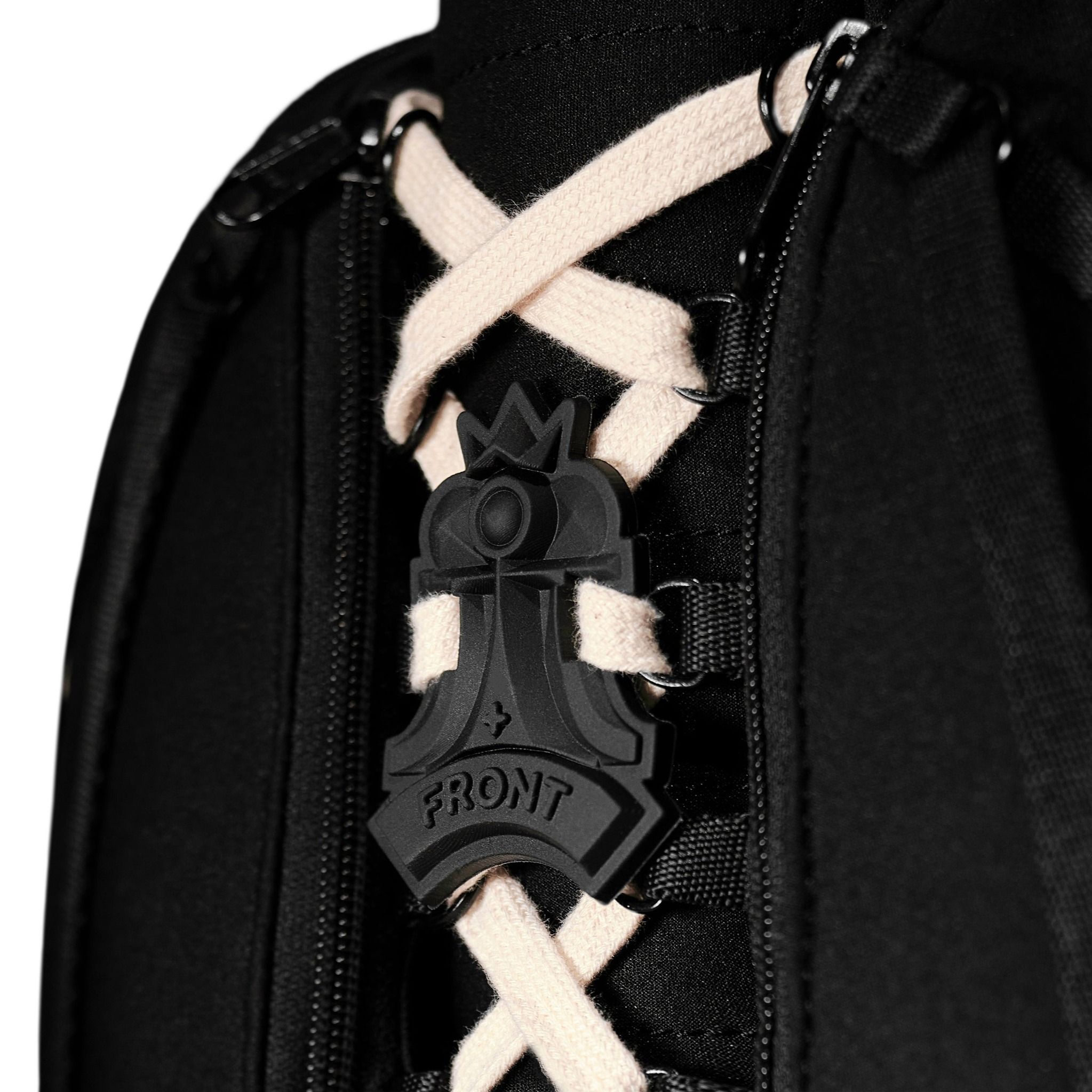  FRONT Queening The Pawn Backpack SB22 - BLACK - M 