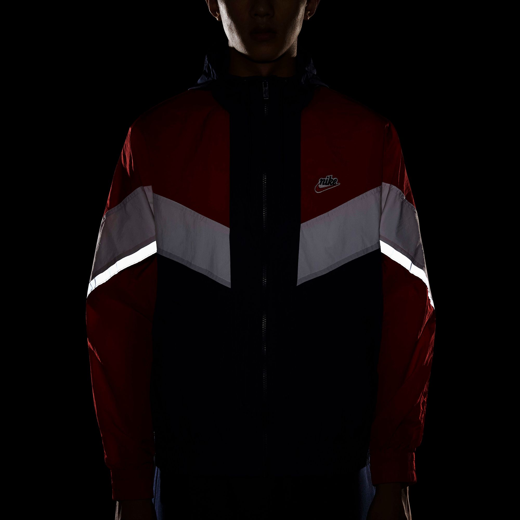 Nike Sportswear Windrunner+ Hooded Jacket - Midnight Navy/University Red