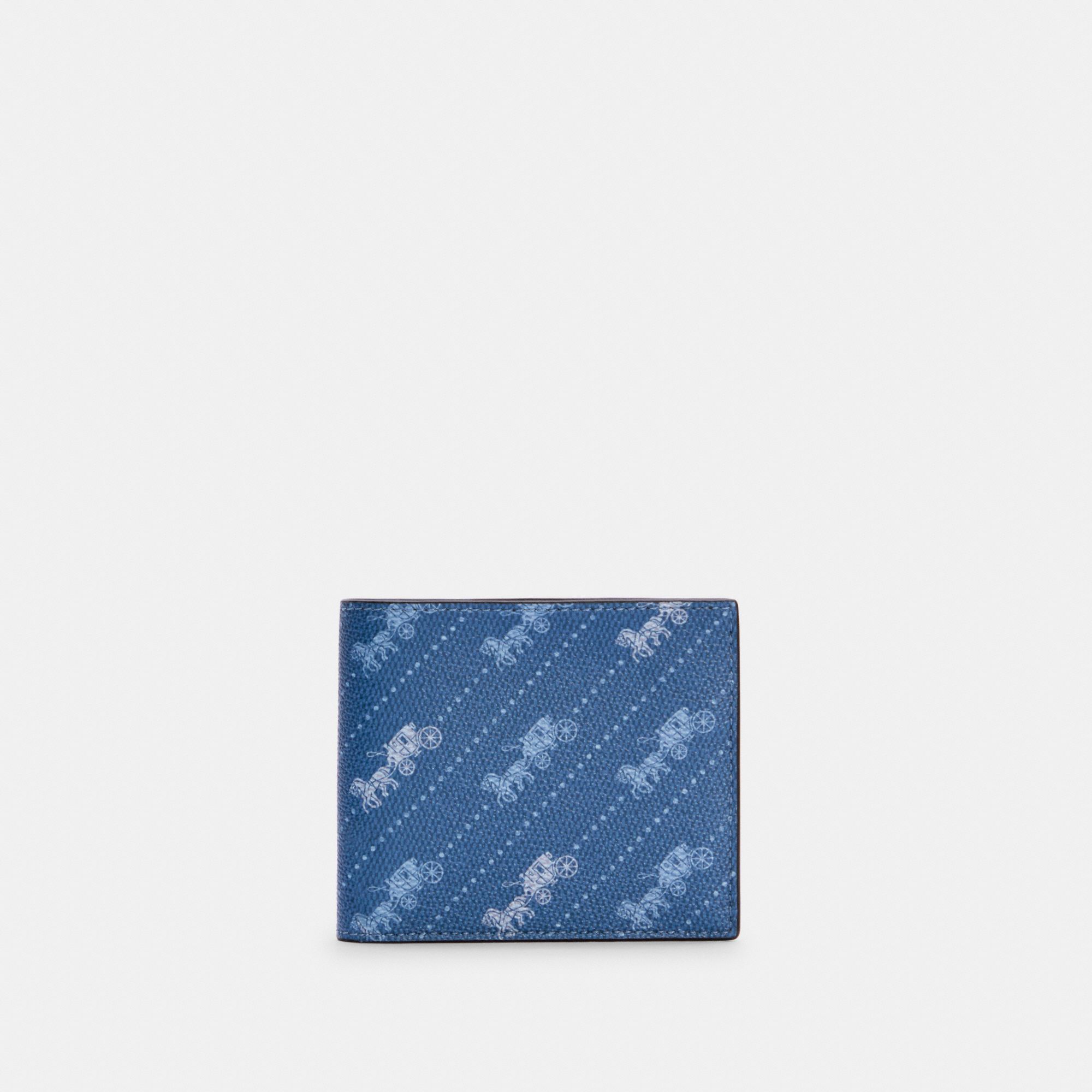Coach ID Billfold Wallet With Horse And Carriage Dot Print - Pale Jewel Blue