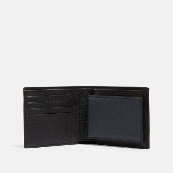  Coach 3-In-1 Wallet With Varsity Stripe - Black Saddle 