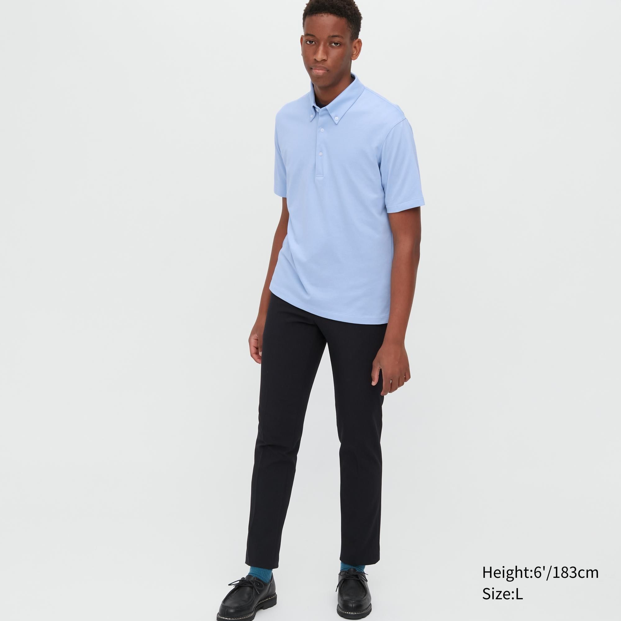  Uniqlo AIRism Kanoko Polo Short Sleeve Shirt - Light Blue 