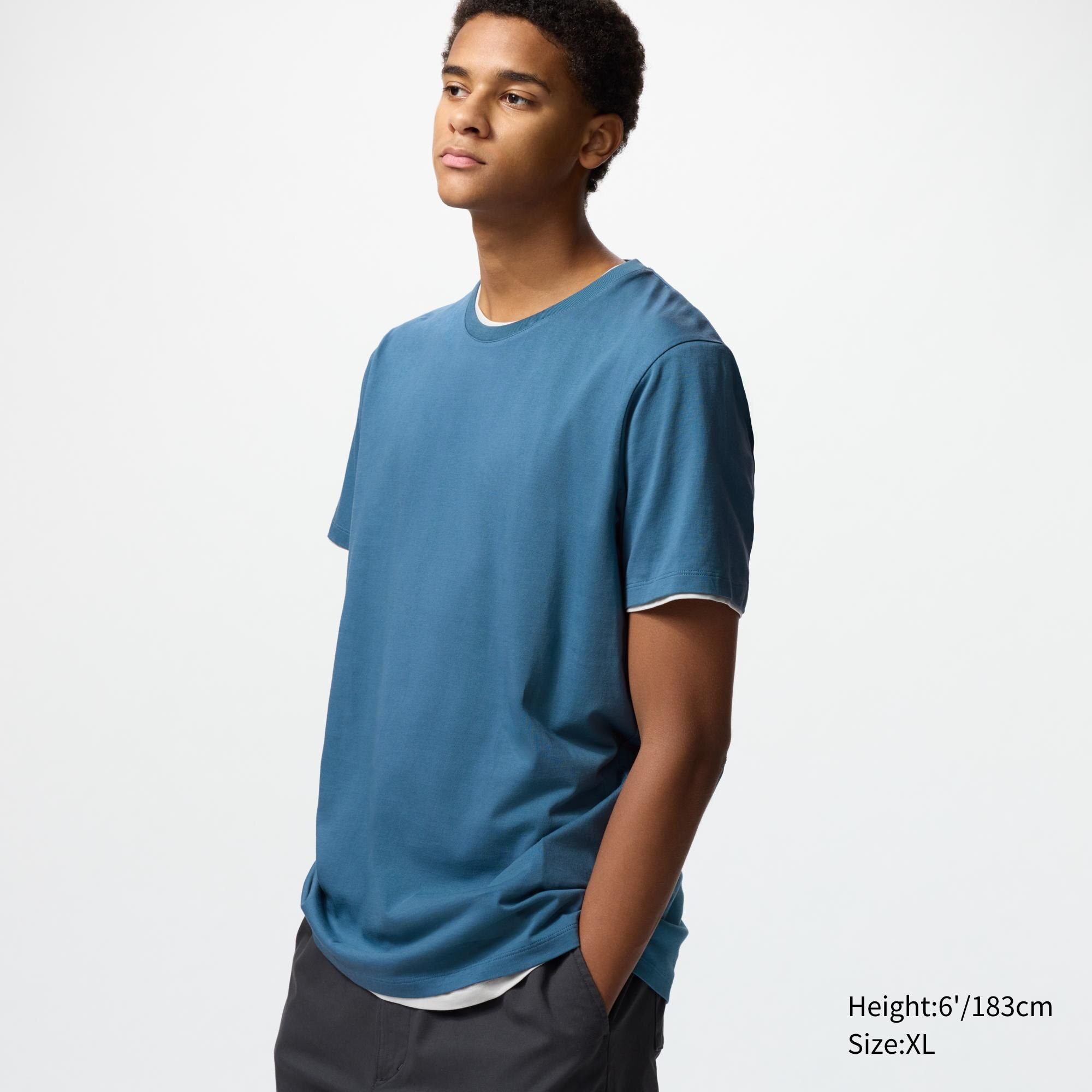 Uniqlo Supima Cotton Crew Neck T-Shirt - Blue