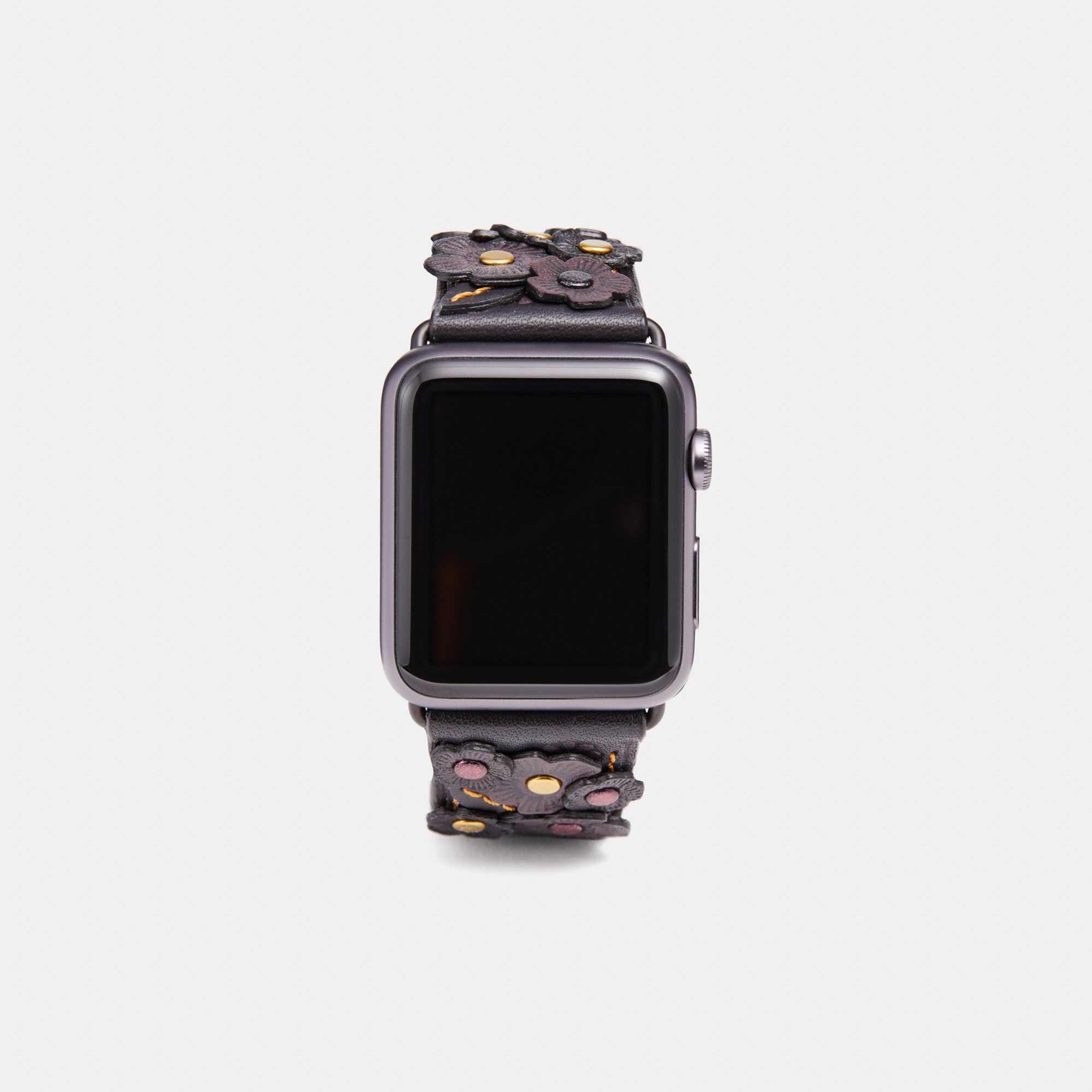 Coach Apple Watch® Strap With Tea Rose Applique 