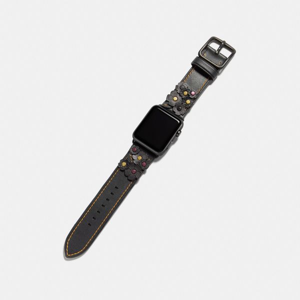  Coach Apple Watch® Strap With Tea Rose Applique 