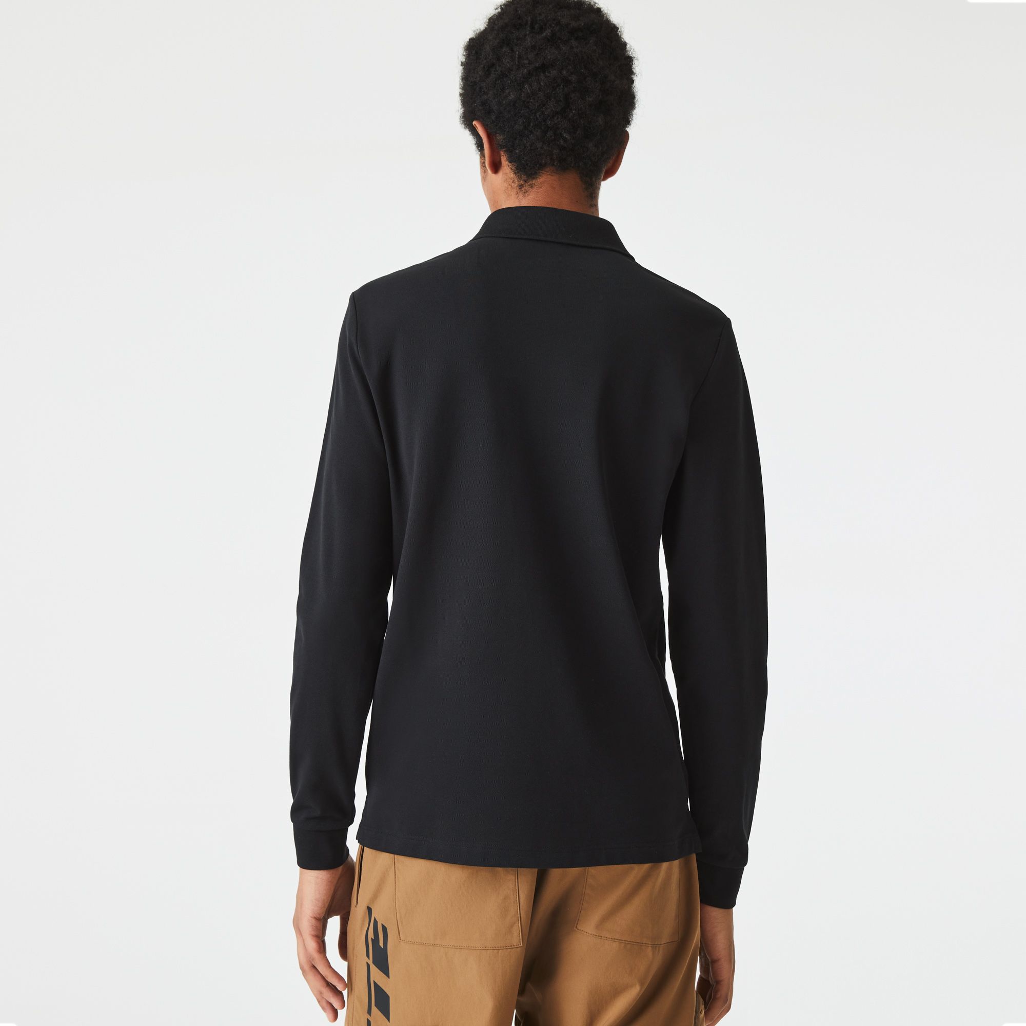  Lacoste Long Sleeved Slim Fit Stretch Polo Shirt - Black 