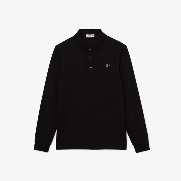  Lacoste Long Sleeved Slim Fit Stretch Polo Shirt - Black 