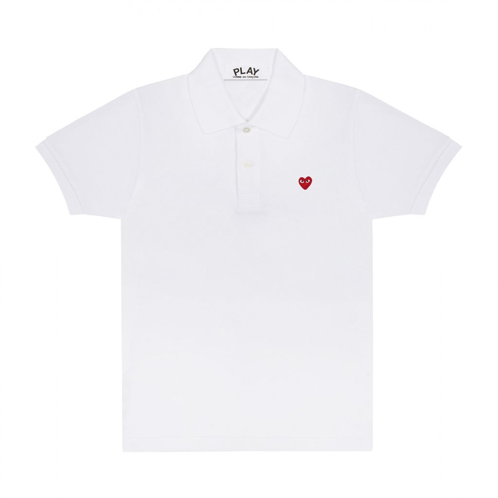 COMME des GARÇONS PLAY Little Red Heart Polo - White