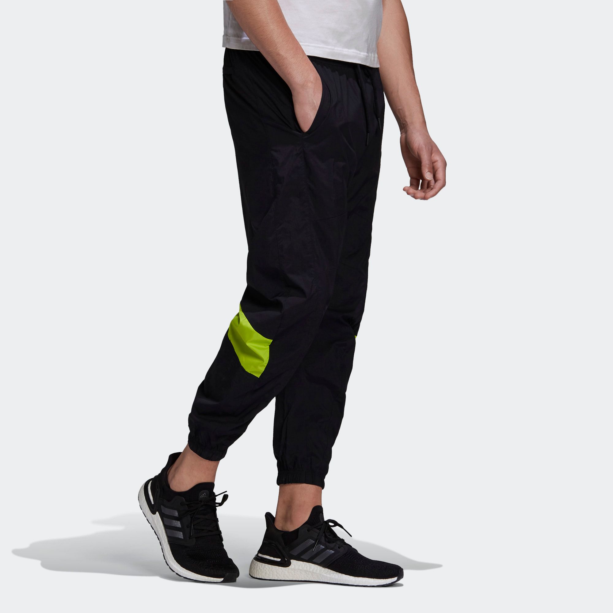  adidas Woven Tape Pants - Black/Solar Lime 