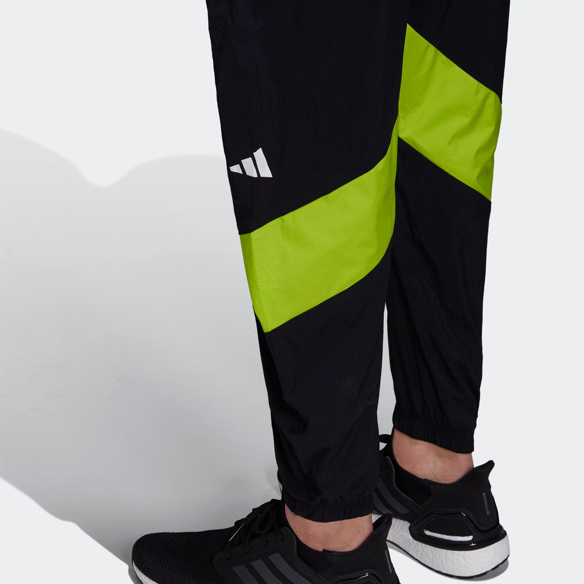  adidas Woven Tape Pants - Black/Solar Lime 