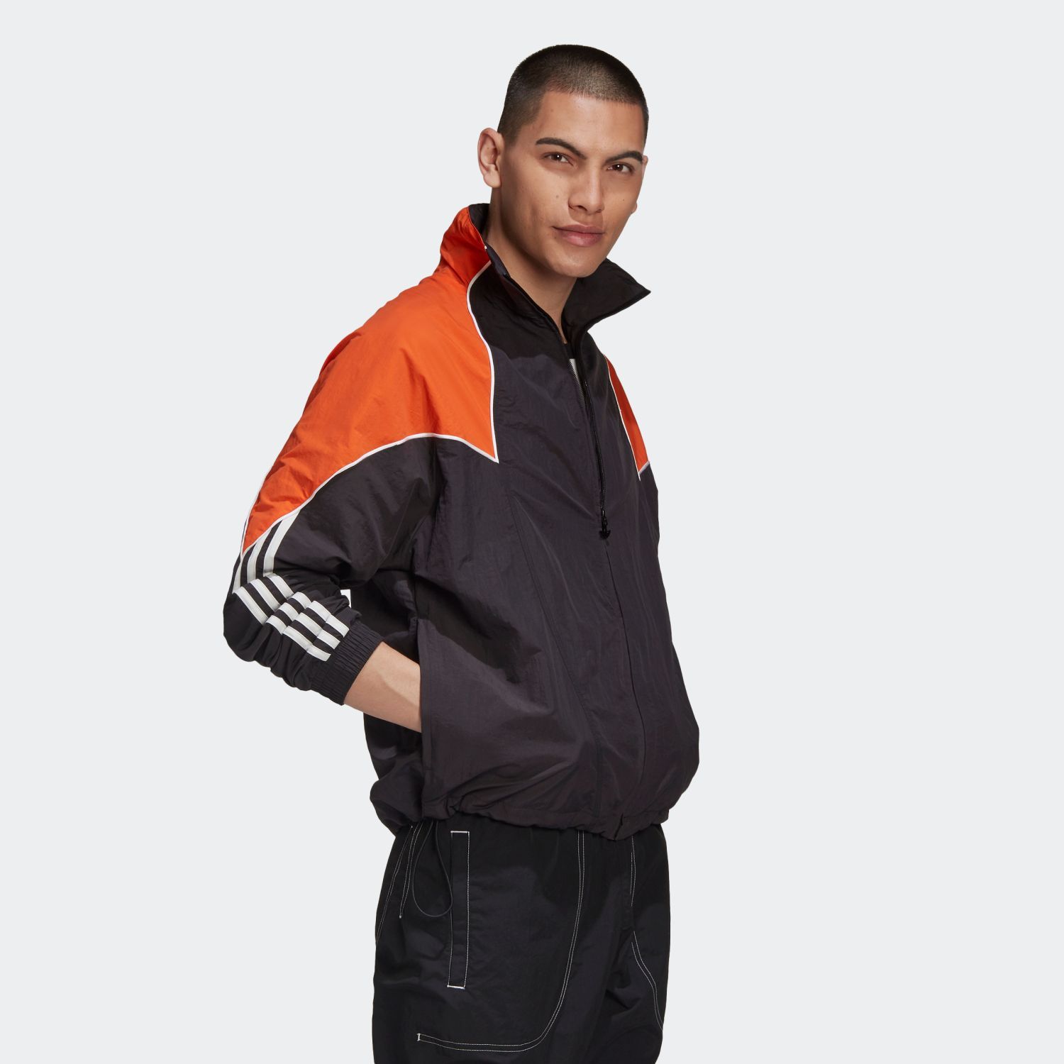 adidas Big Trefoil Abstract Track Top - Black/Energy Orange