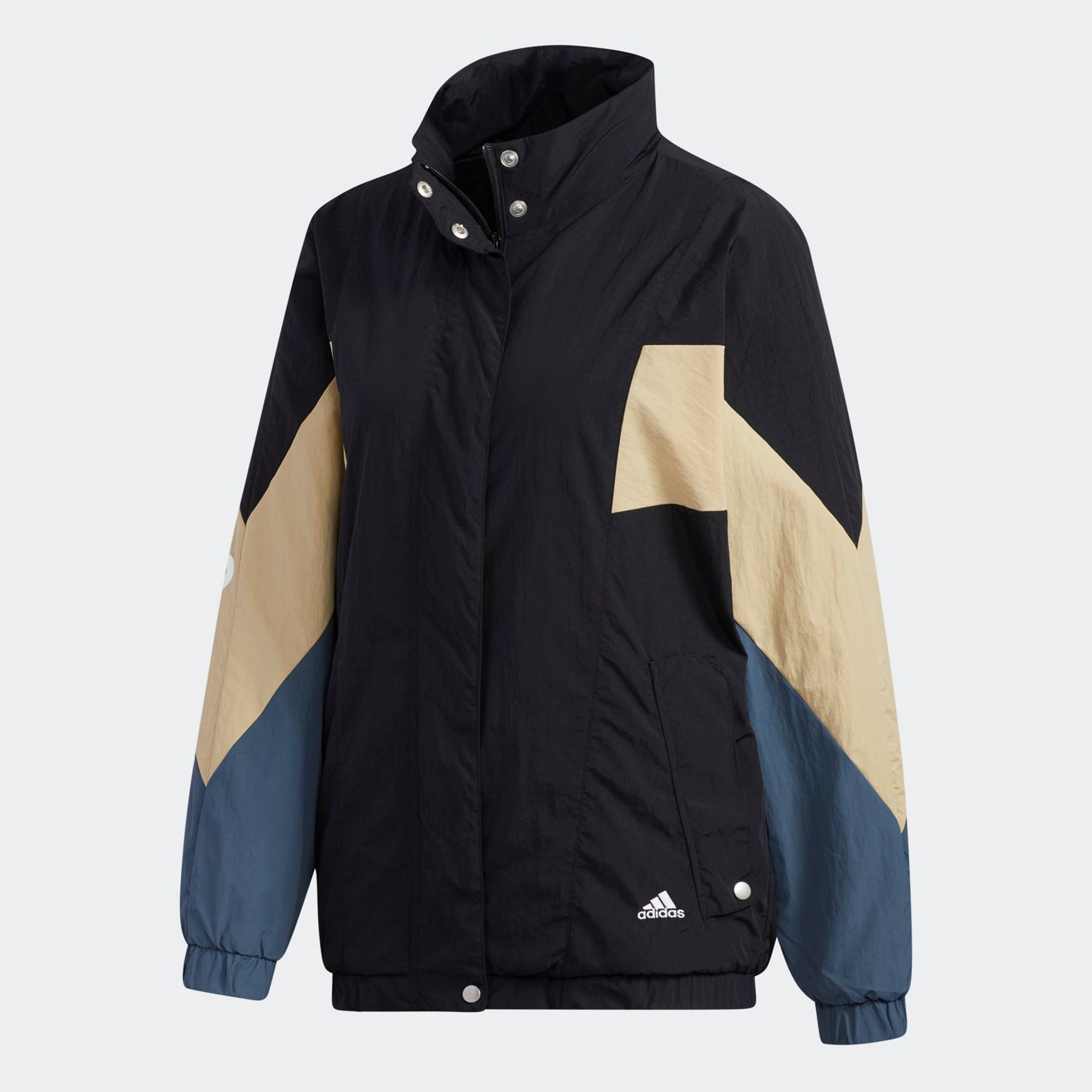 adidas Three Stripes Wording Woven Jacket - Black