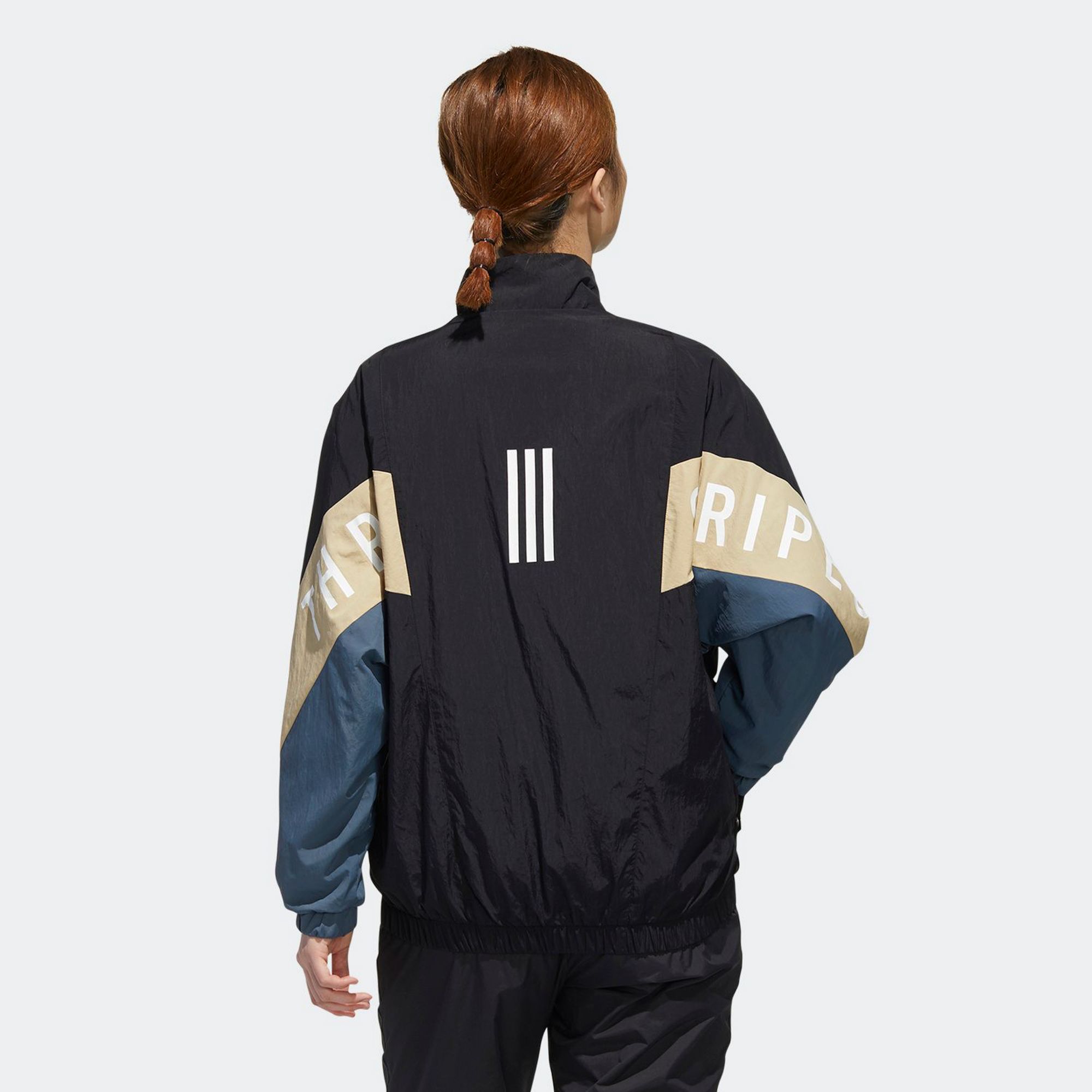 adidas Three Stripes Wording Woven Jacket - Black