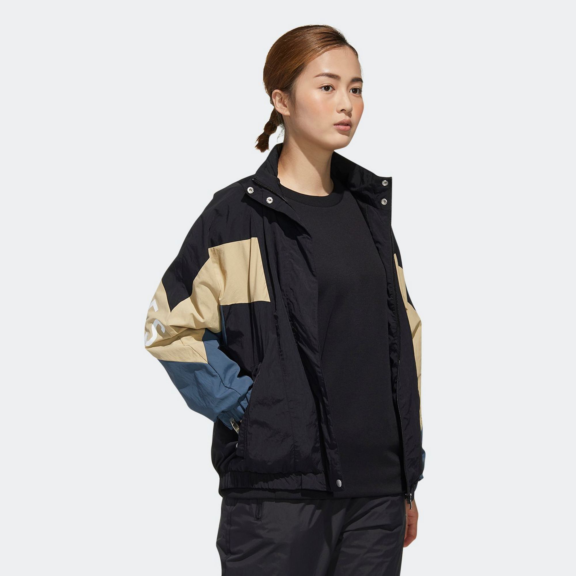 adidas Three Stripes Wording Woven Jacket - Black