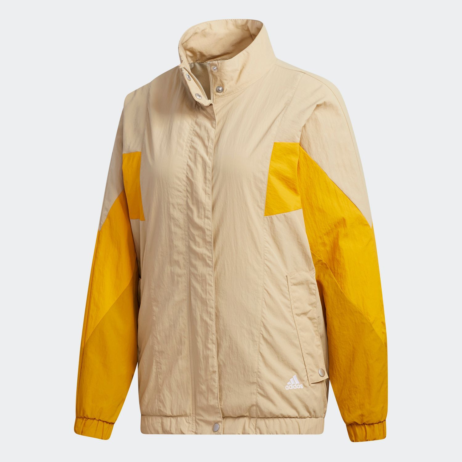 adidas Must Haves Three Stripes Wording Woven Jacket - Beige/Yellow