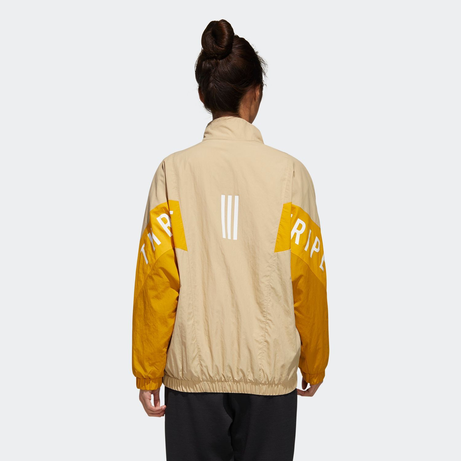 adidas Must Haves Three Stripes Wording Woven Jacket - Beige/Yellow
