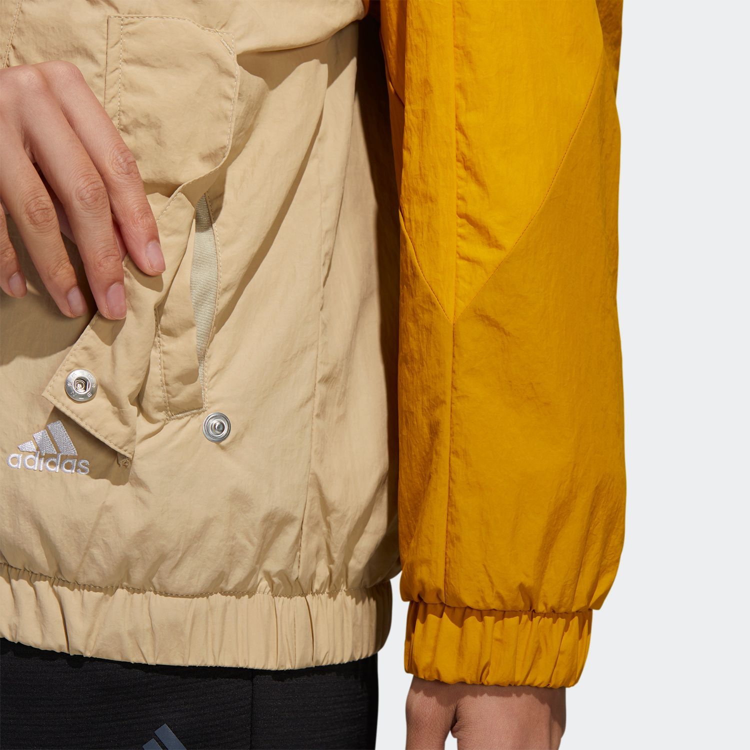 adidas Must Haves Three Stripes Wording Woven Jacket - Beige/Yellow