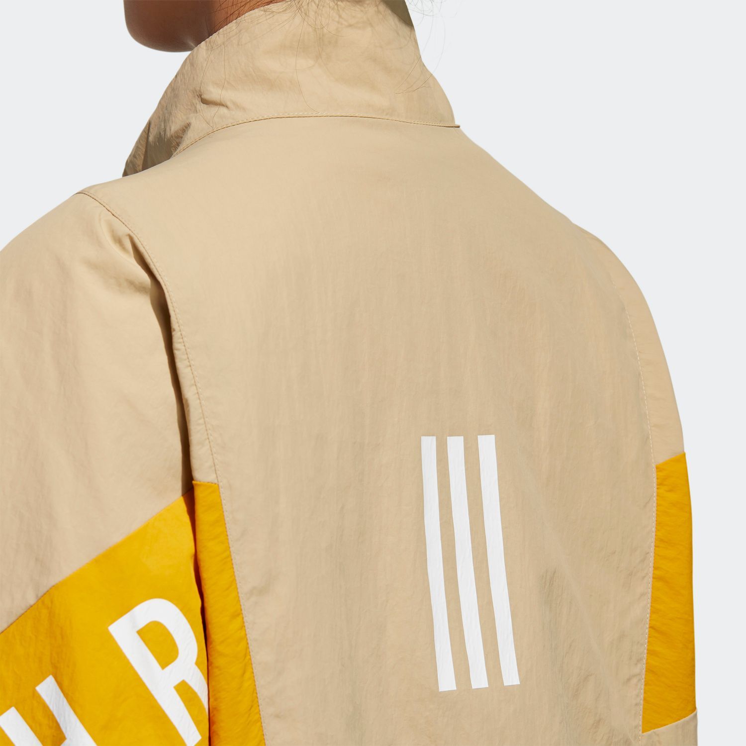 adidas Must Haves Three Stripes Wording Woven Jacket - Beige/Yellow