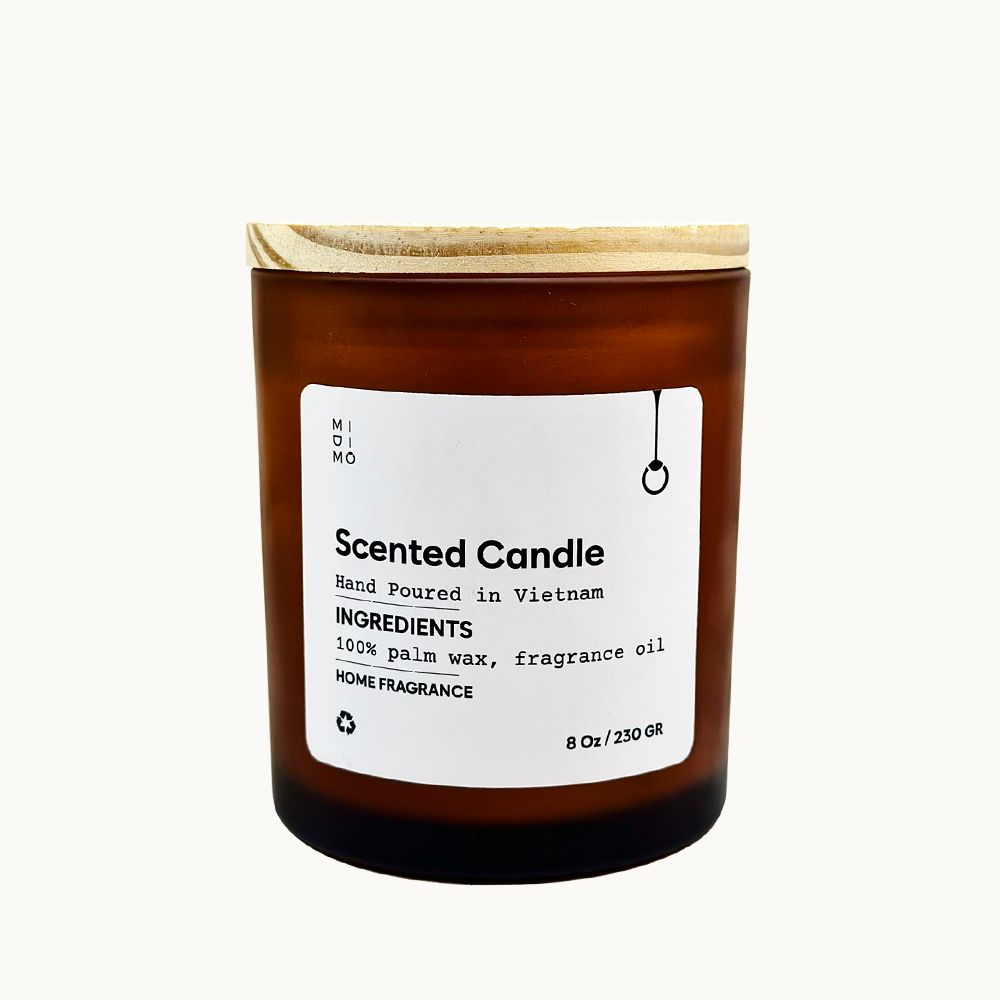 Nến thủy tinh 230g Midimo - Nhám nâu