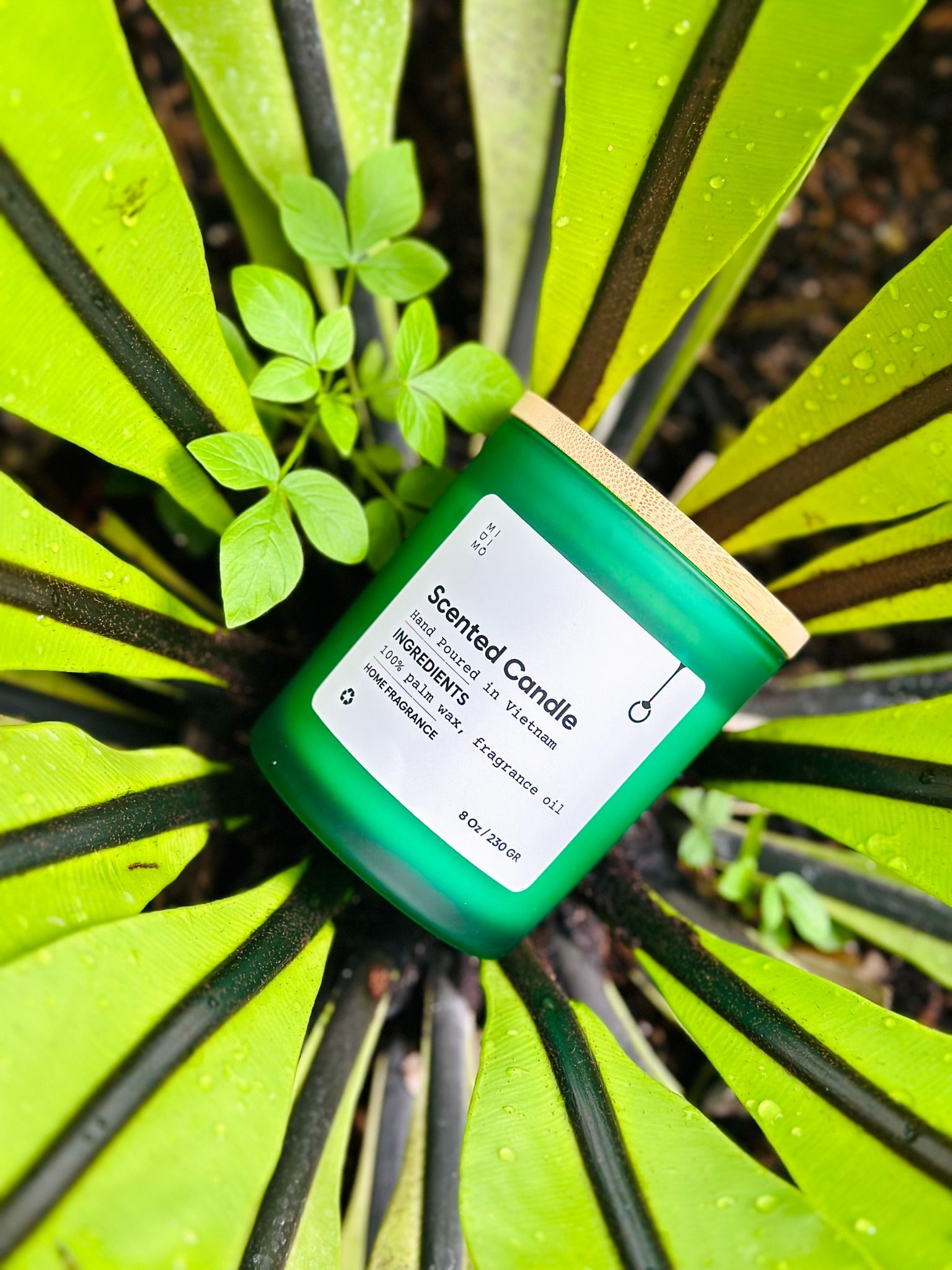 Nến thủy tinh 230g Midimo - Xanh lá