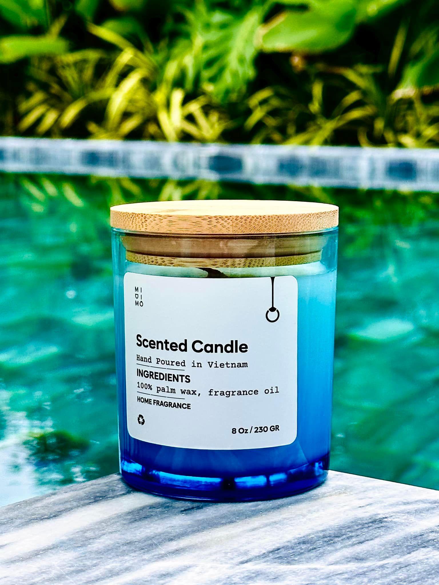 Nến thủy tinh 230g Midimo - Ombre xanh biển