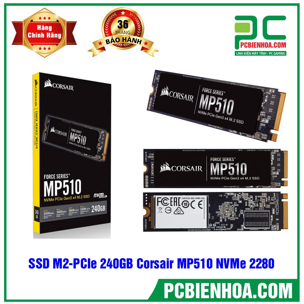 Ổ cứng SSD Corsair Force MP510 240GB M.2 2280 PCIe NVMe Gen 3x4 (Đọc 3100MB/s - Ghi 1050MB/s)